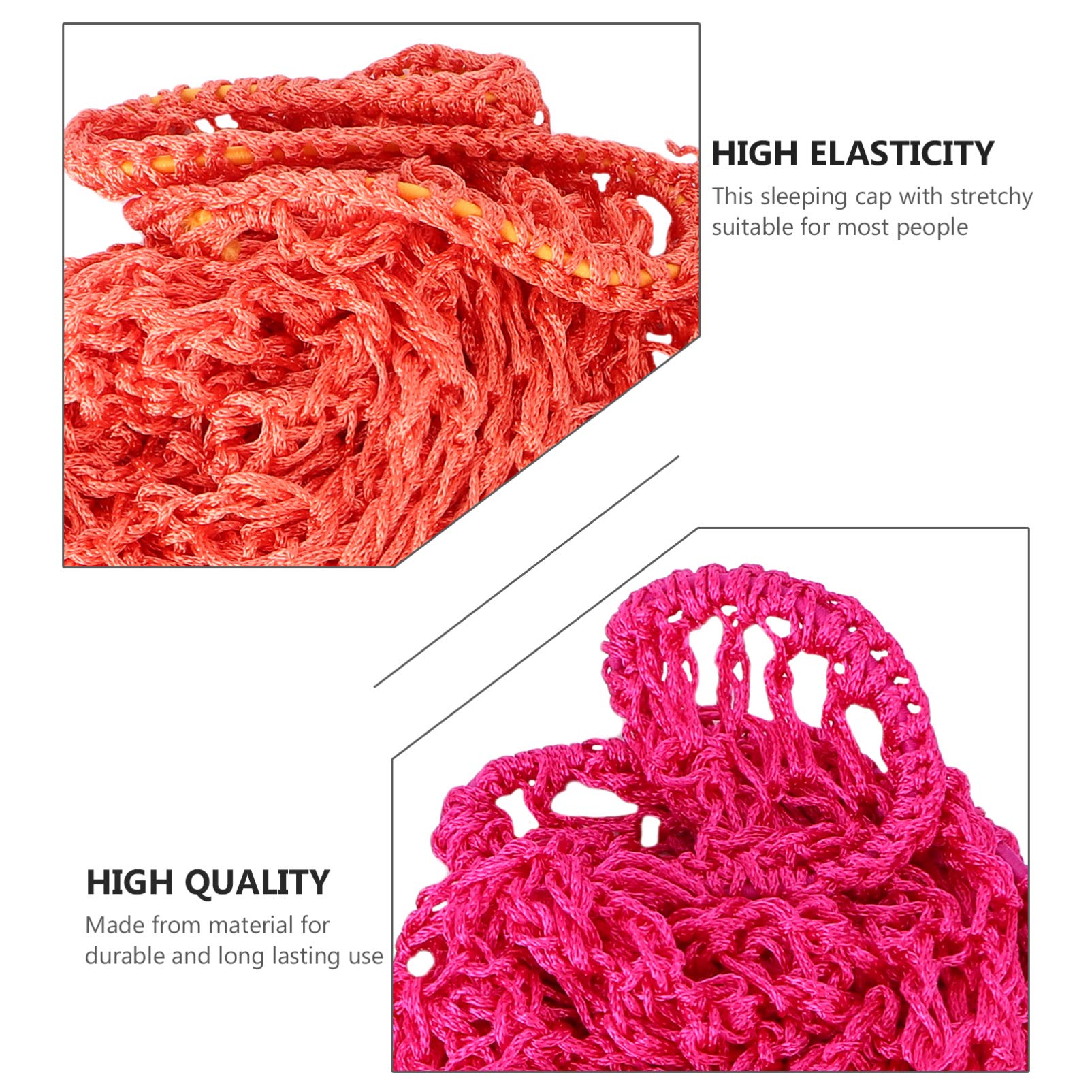 FRCOLOR Long Sleeping Hat Hair Protector Mesh Crochet Hair Net Cap for Women Sleep Bonnet Accessories 12X11 Inches - Image 2