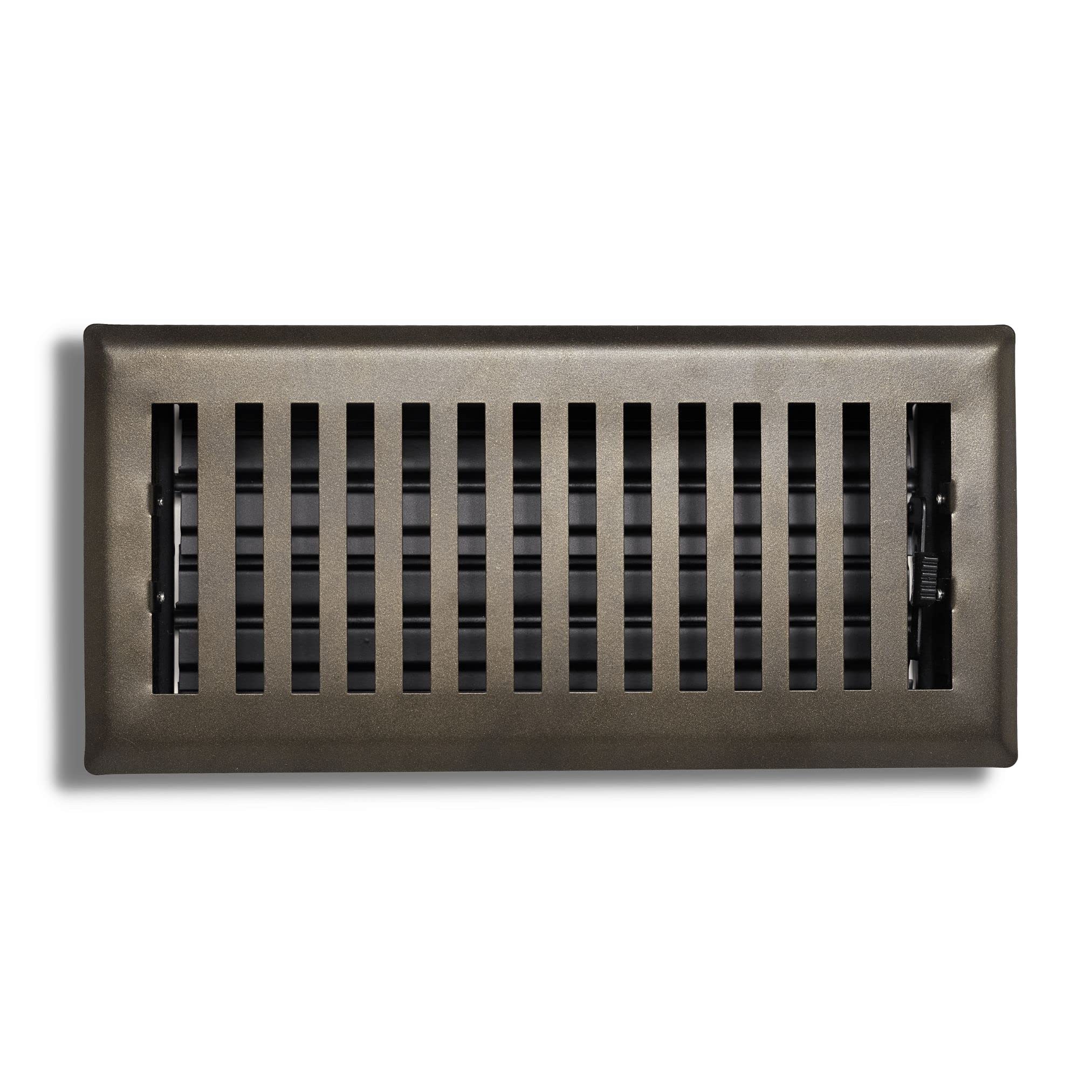 Bodenregister aus Stahl, modernes Design, 10,2 x 30,5 cm, Metallic-Bronze-Finish, dekorative Lüftungsschlitz-Abdeckungen, Bodenregister 10,2 x 30,5 cm, 8 Stück