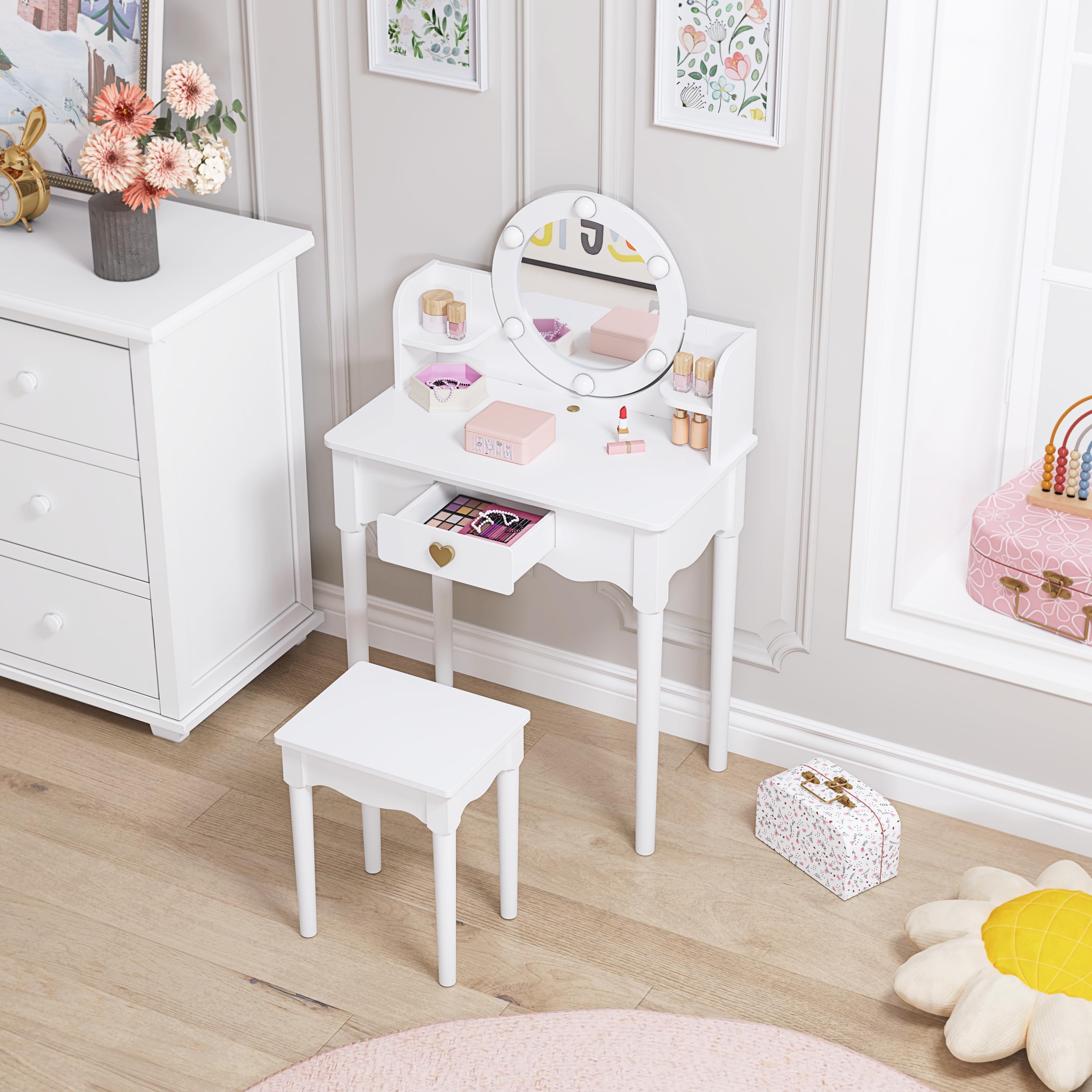 Amazon.com: UTEX Kids Vanity, Girls Vanity Set with Mirror and