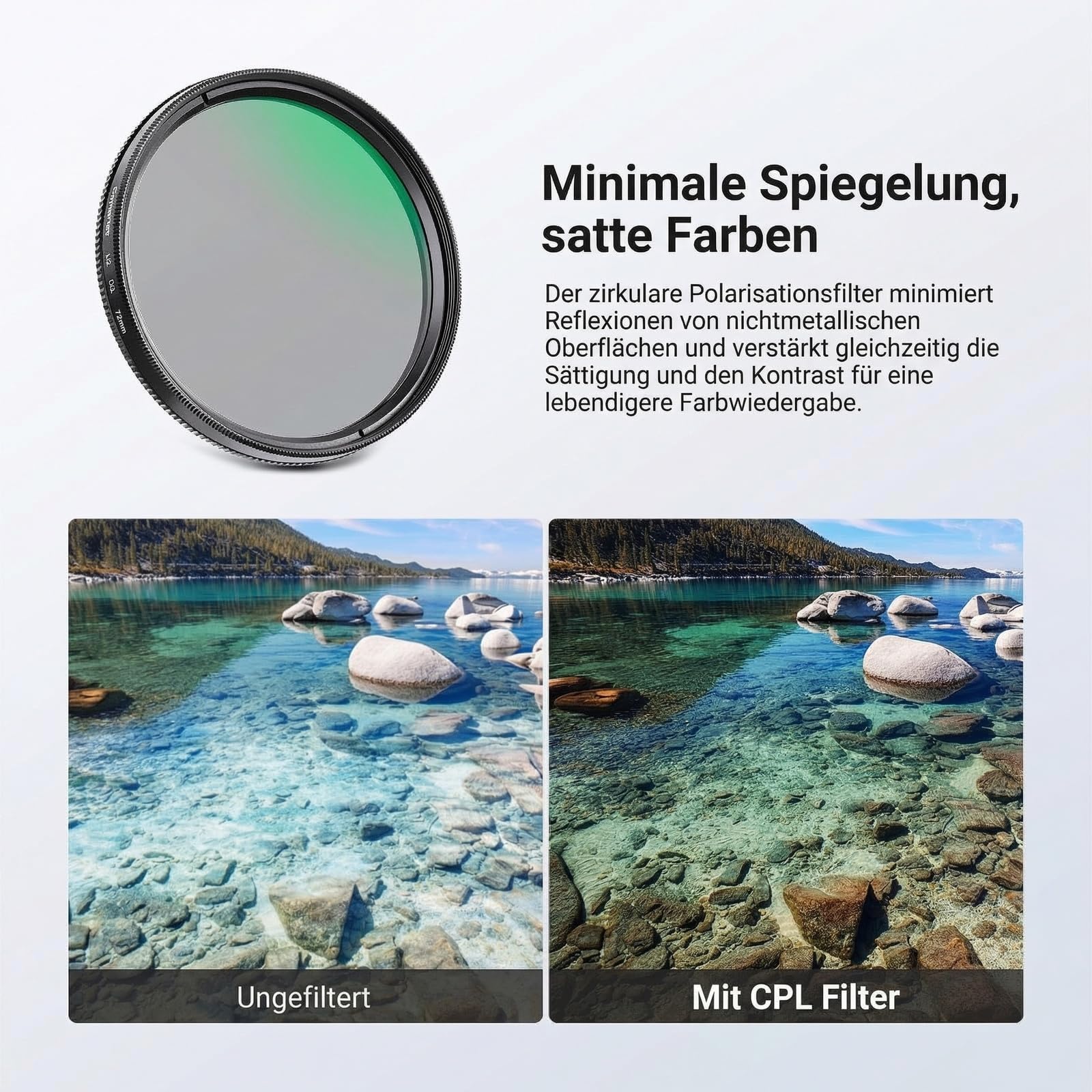 NEEWER 72mm variables ND + CPL + UV Filter Set, 3er Pack, mehrfachvergüteter Graufilter (ND2-400) zirkularer Polarisationsfilter Kamera Objektiv Polfilter, Foto Zubehör mit Tragetasche Objektivdeckeln