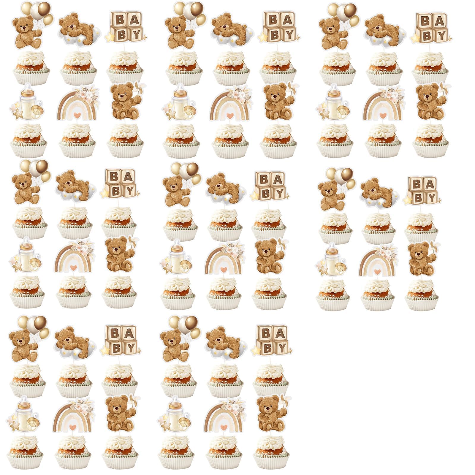 48Pcs Baby Shower Cupcake Toppers, Baby Shower Cake Topper Cake Toppers Girls Cupcakes Decorations Gender Reveal Ideas Cupcake Topper Suitable for Babys Showers Decorations & Gender Reveal Decoration