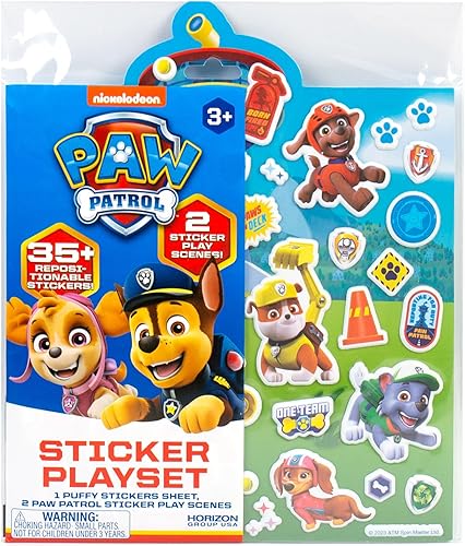 Paw Patrol - Juego de calcomanías reposicionables, más de 50 calcomanías reposicionables, 2 escenas de juego, actividades de fiesta, actividad en