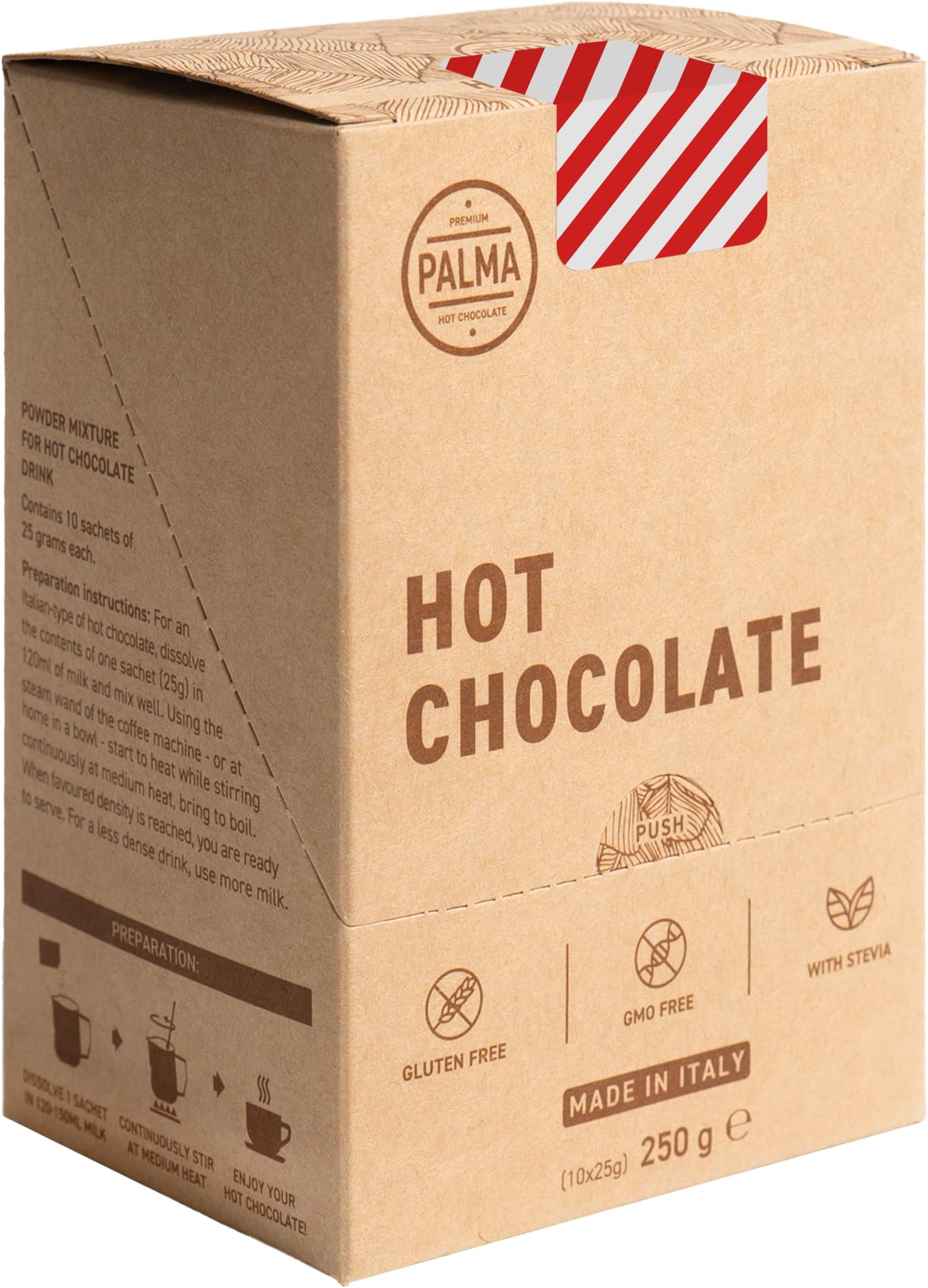 PALMA Italian Hot Chocolate Sachets - Selection Box With 10 Different Flavors | 250g (10 Servings)