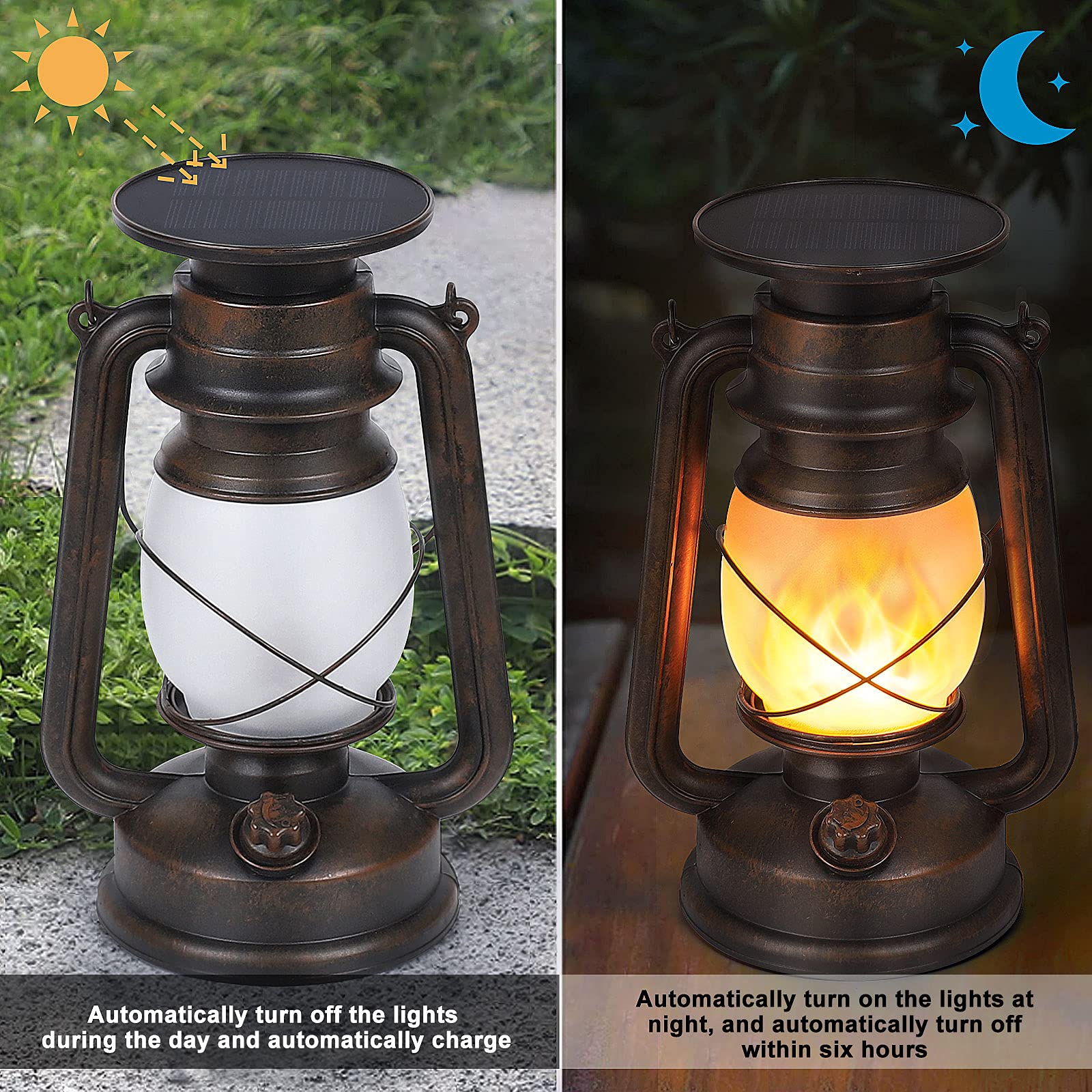 Old Fashoned Solar Powered Lanterns Rattan Outdoor Garden Lantern