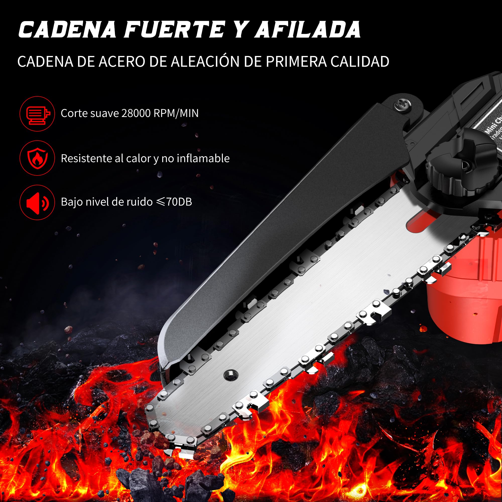 Tronçonneuse sur Batterie Mini - 6 Pouces Coupe Branche Ãlectrique Scie Sans Fil petite Elageuse Chainsaw avec 2 Batteries 2 Chaines 800W l'Élagage le Jardin Cour Bois jardinage Ranengar