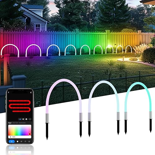 LemonNova Luces de paisaje de 10 pies IP67 luces de camino funcionan con control de aplicación, luces de pasarela con control remoto, iluminación de