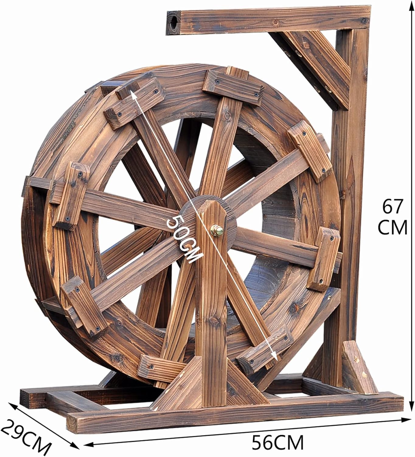 Wooden Water Fountain Wheel for Garden Patio Pond, Farmhouse Decorative Waterfall, Feng Shui Outdoor Yard Ornament, Rustic Water Feature for Pool & Landscape
