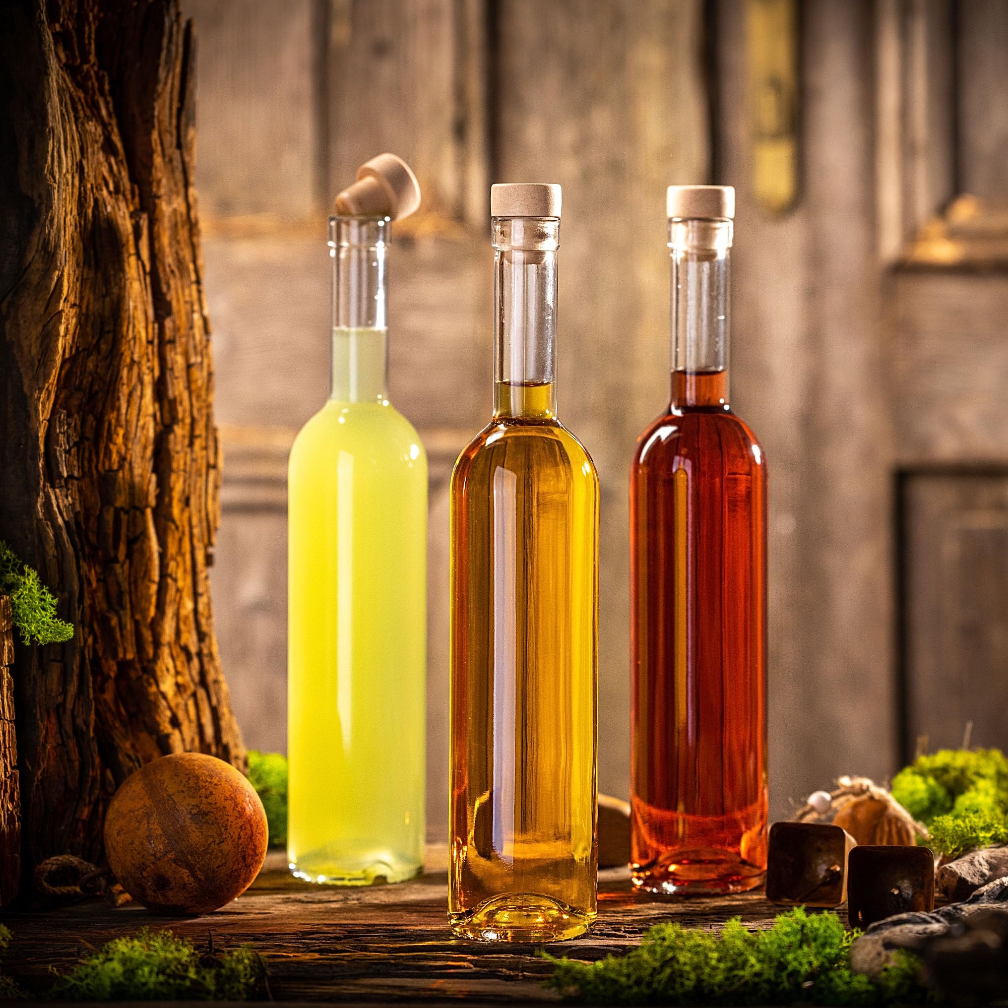 KADAX 50er Set Glasflaschen 500ml mit Korken – Leere Flaschen zum Befüllen für Likör, Schnaps, Öl & Essig, ideal zum Verschenken, Refillable Glass Bottles