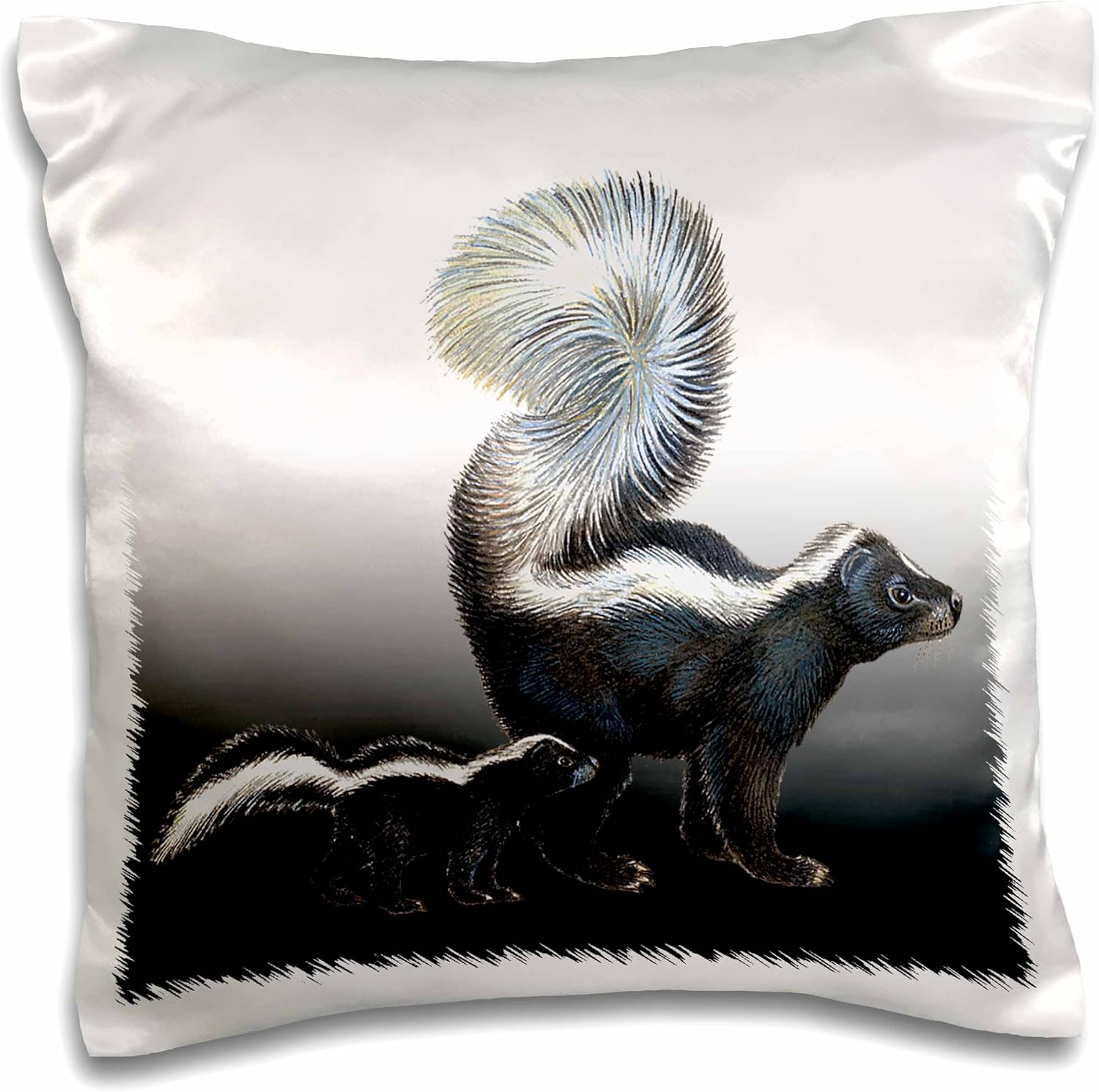 3dRose Momma Skunk and Her Baby On a Gradient Blue Gray Background - Pillow Case, 16 by 16-inch (pc_170880_1)