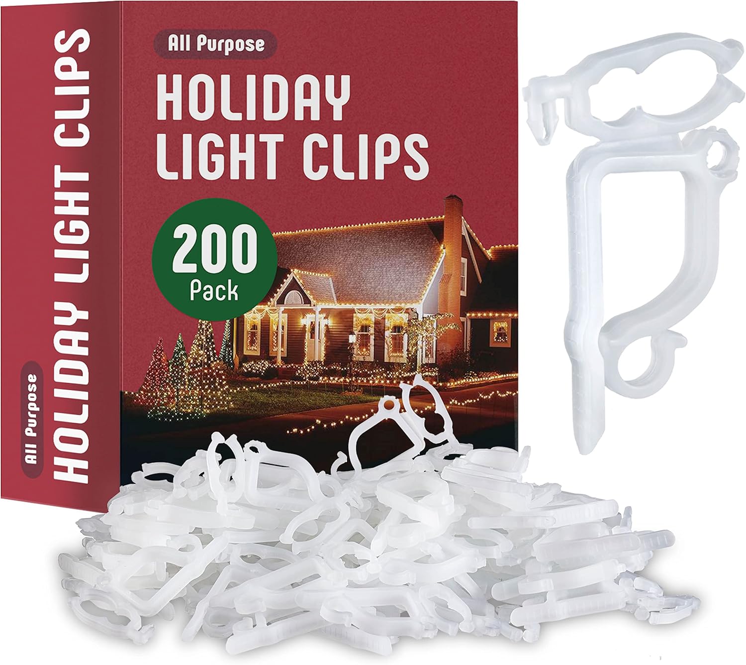 AllPurpose Holiday Light Clips [Set of 200] Christmas Light Clips, Outdoor Light