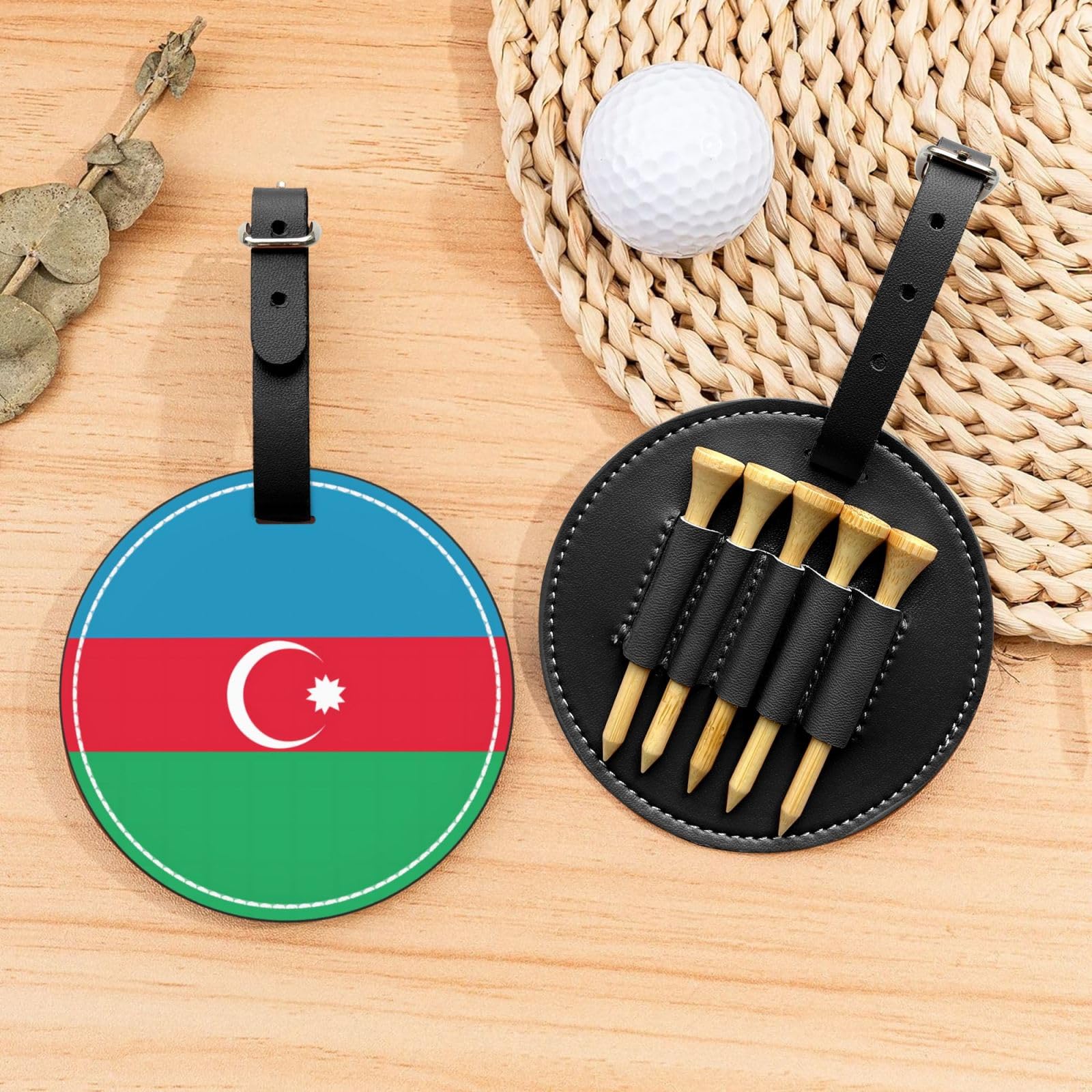 Flag of Azerbaijan Black Golf tee Storage Bag - Durable and wear-Resistant Golf Accessories
