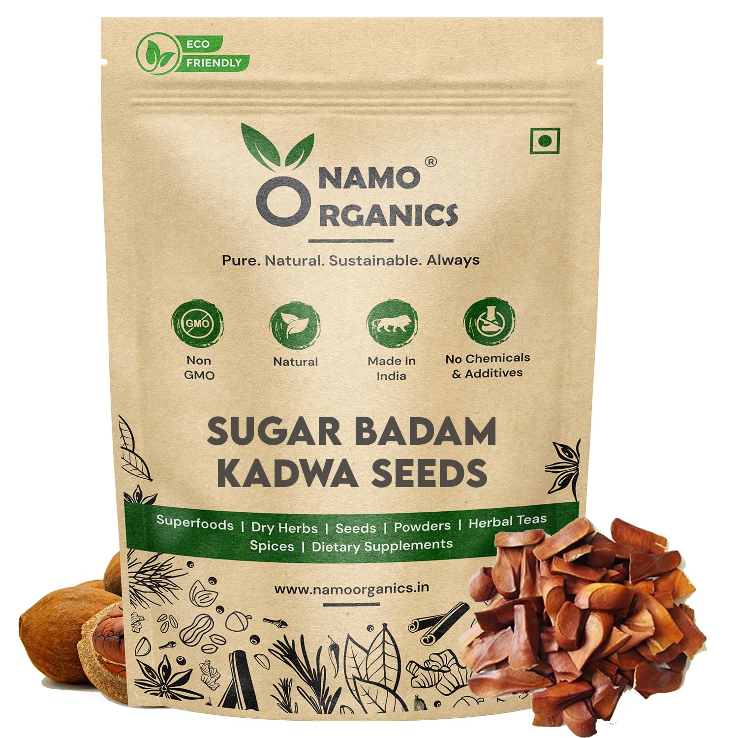 Namo Organics - Sugar badam seeds for diabetes - 250 Gm - Kadwa Bitter Almonds - Mahogany Seeds