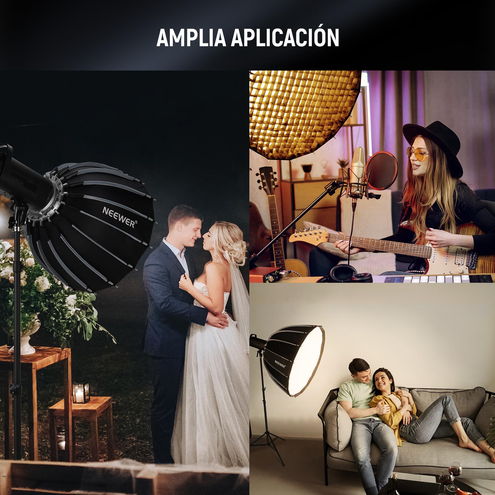 NEEWER Basics Kit Softbox parabólico, difusor de luz con Montura Bowens de liberación rápida de 55 cm, Compatible con Godox, Compatible con Aputure 600d, iluminación de Estudio fotográfico y vídeo