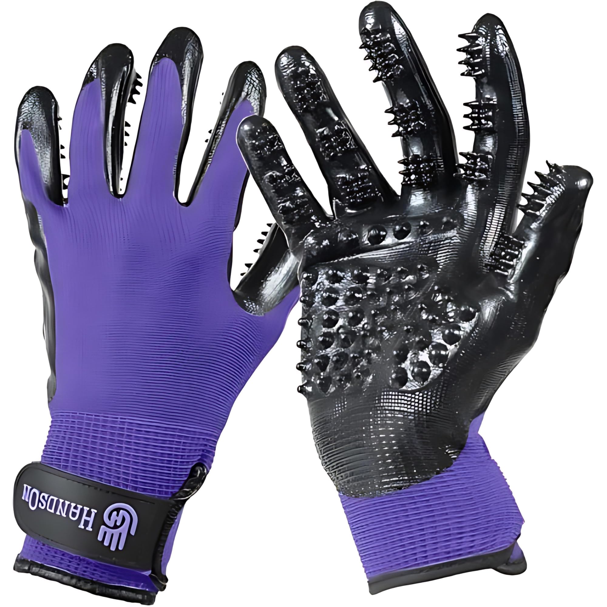 H HANDSON Pet Grooming Gloves - Patented #1 Ranked, Award Winning Shedding, Bathing, & Hair Remover Gloves - Gentle Brush for Cats, Dogs, and Horses (