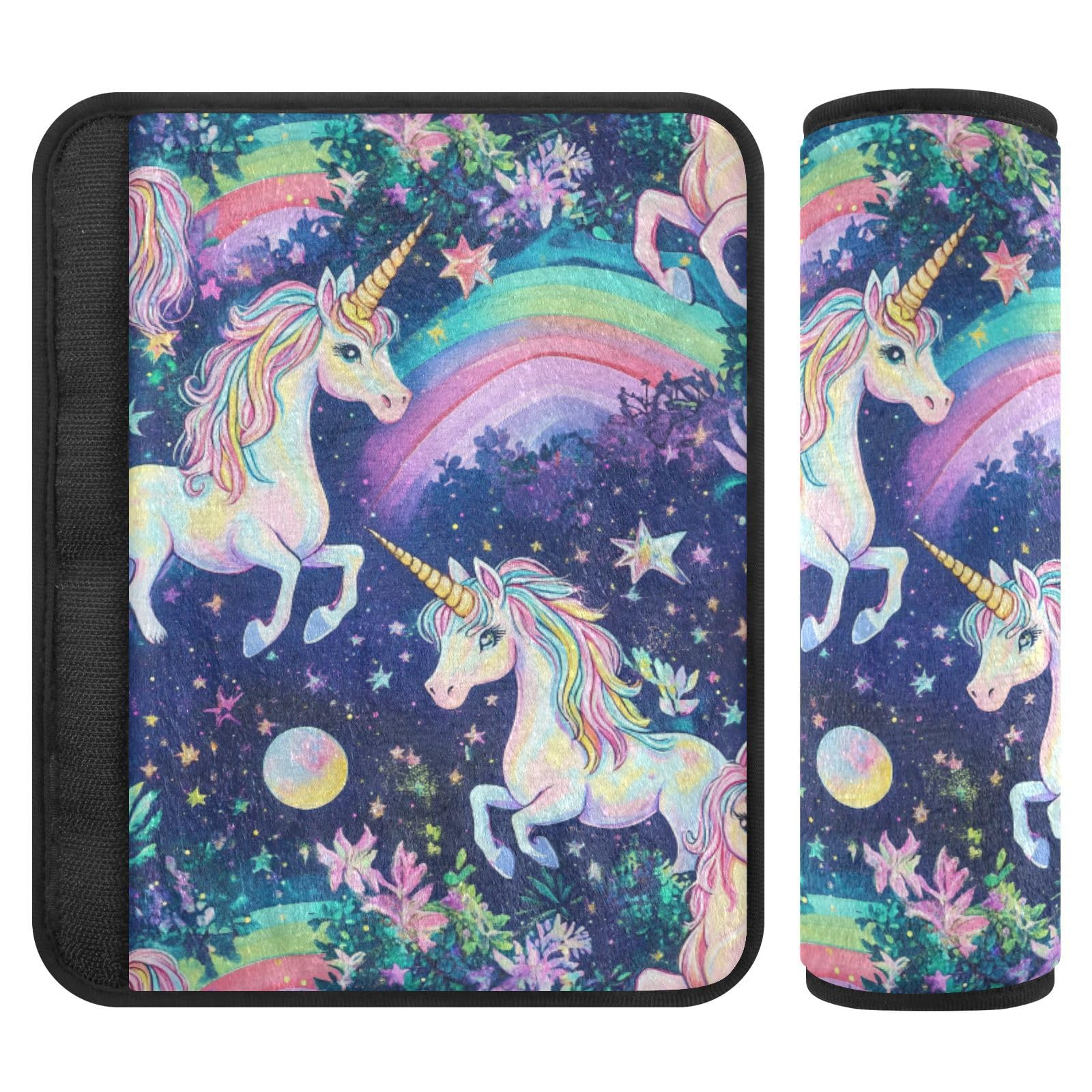 Seat Belt Covers 2 Pack Magical Unicorns Car Seat Strap Covers Super Soft Car Seat Neck Cover for Boys Girls Adults Babies S