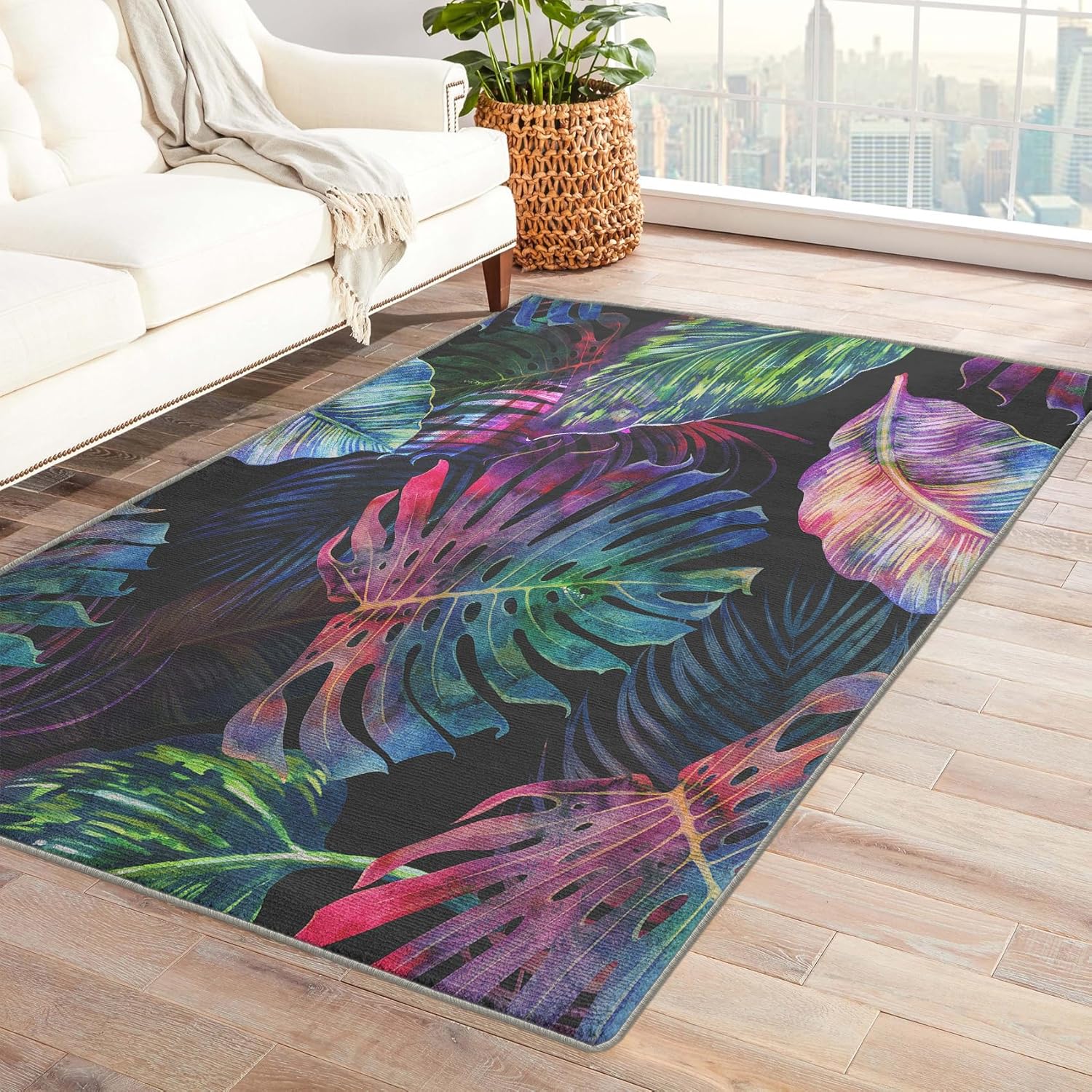 2x3 Rug, Sunset Rugs for Entryway Living Room Bedroom, Tropical Palm Tree Small Area Rug & Bedroom Decor, Washable Non Slip Soft Low Pile Indoor Door Mat, Home Decorative Patterned Carpet