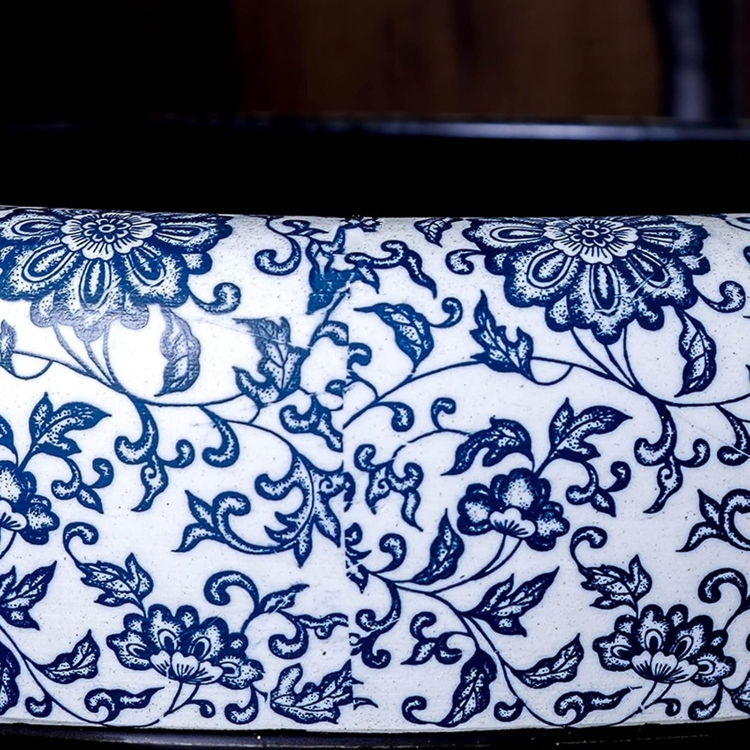 Lavabo de Porcelana Azul y Blanco Redondo para Baño 16,5'', Solo Pot
