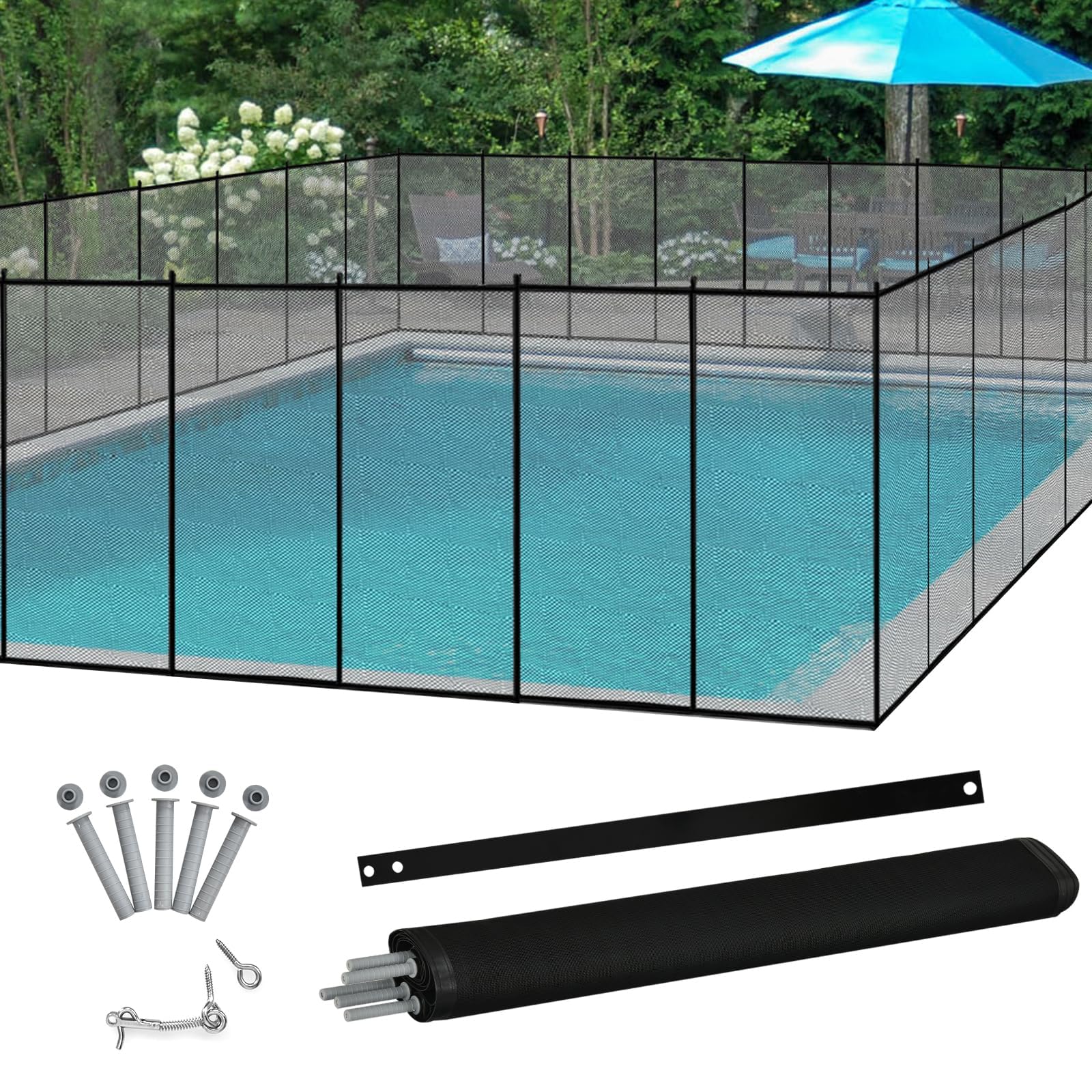 COSTWAY Valla para Piscina, 360x125cm, 4 Piezas, Vallas de Seguridad para Piscina, Marco Aluminio y Tejido Teslin, 340 g/m², con Protección UV, Vallas Piscinas Seguridad para Niños y Mascotas