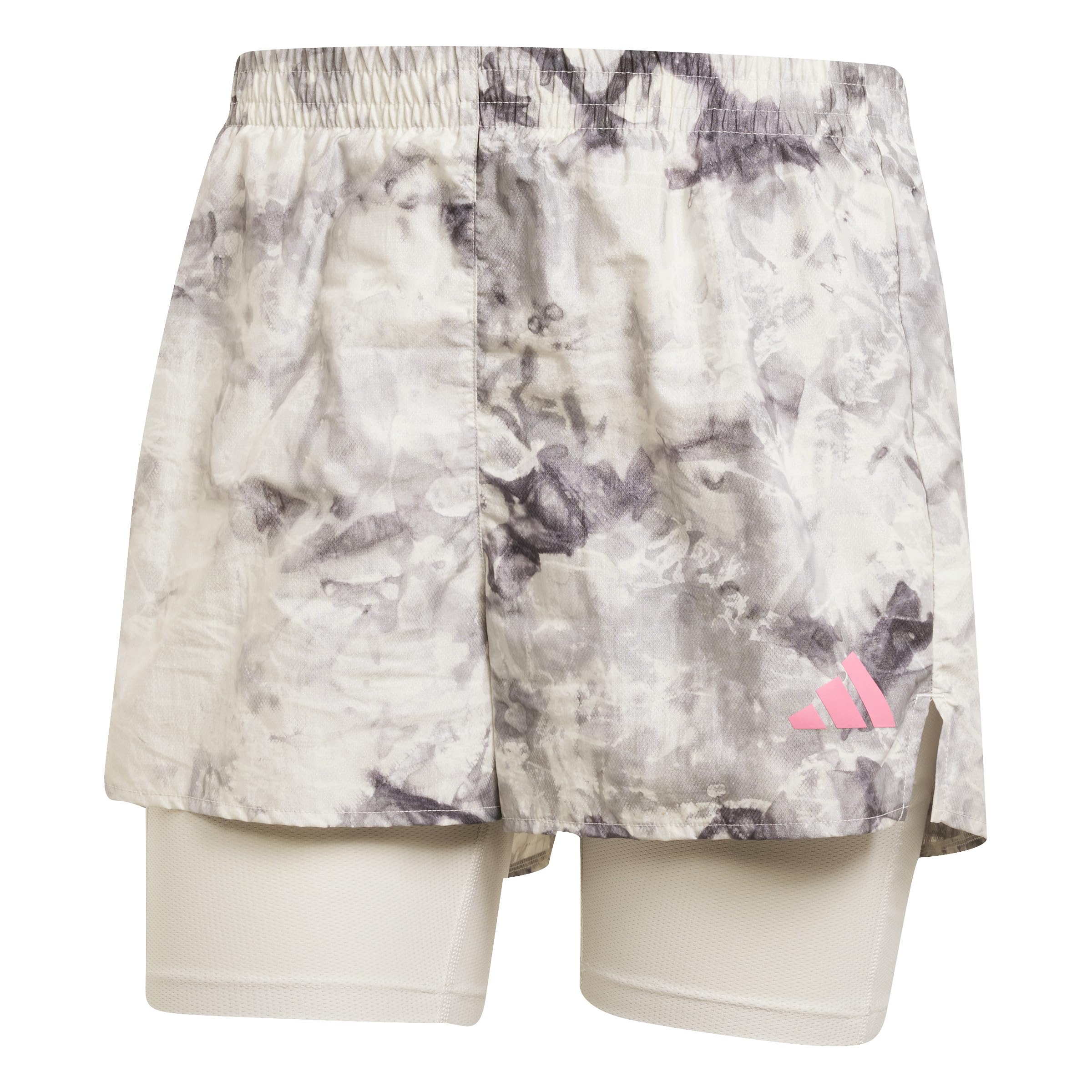 adidas Women's Own The Run Spray Dye 2in1 Short, Orbit Grey/Black, XXL