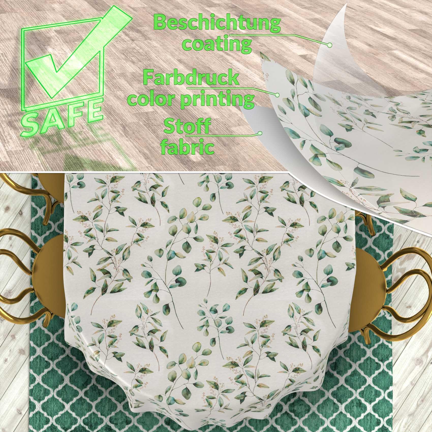 ANRO Tischdecke abwaschbar Botanika oval 220x140 cm Outdoor wetterfest