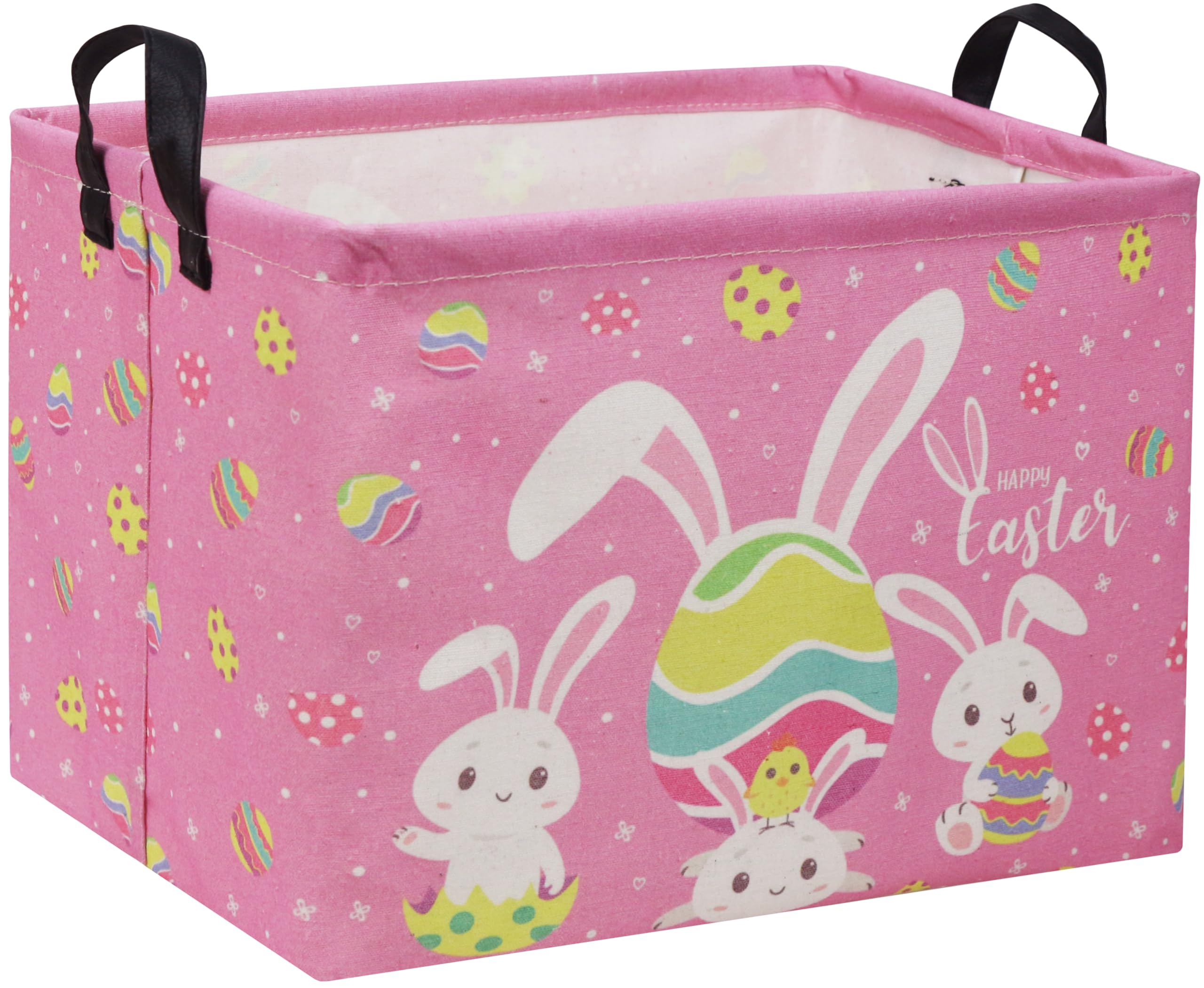 Rectangular Easter Baskets Gift Basket Empty Pink Bunny Kids Storage Bin Baby Boy Basket Kids Toy Storage Bin Organizer Box Easter Room Decor for Home(Pink Easter)