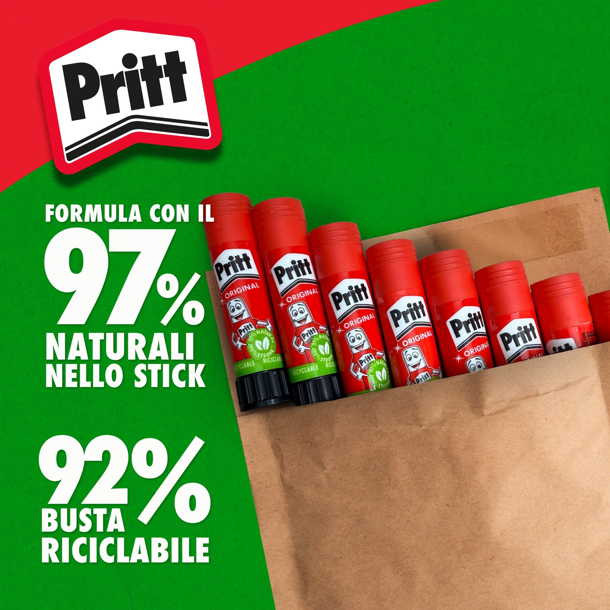Pritt Colla Stick 8 x 11g, colla per bambini sicura e affidabile, colla Pritt per lavoretti e fai da te, con una tenuta forte per uso scuola e ufficio, 8 stick x 11g