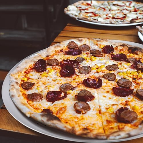 Miniatura 6 de Bandeja para pizza Beasea de 16 pulgadas para horno, redonda, hecha de aleación de aluminio, con orificios, para hornear, utensilios para el hogar,