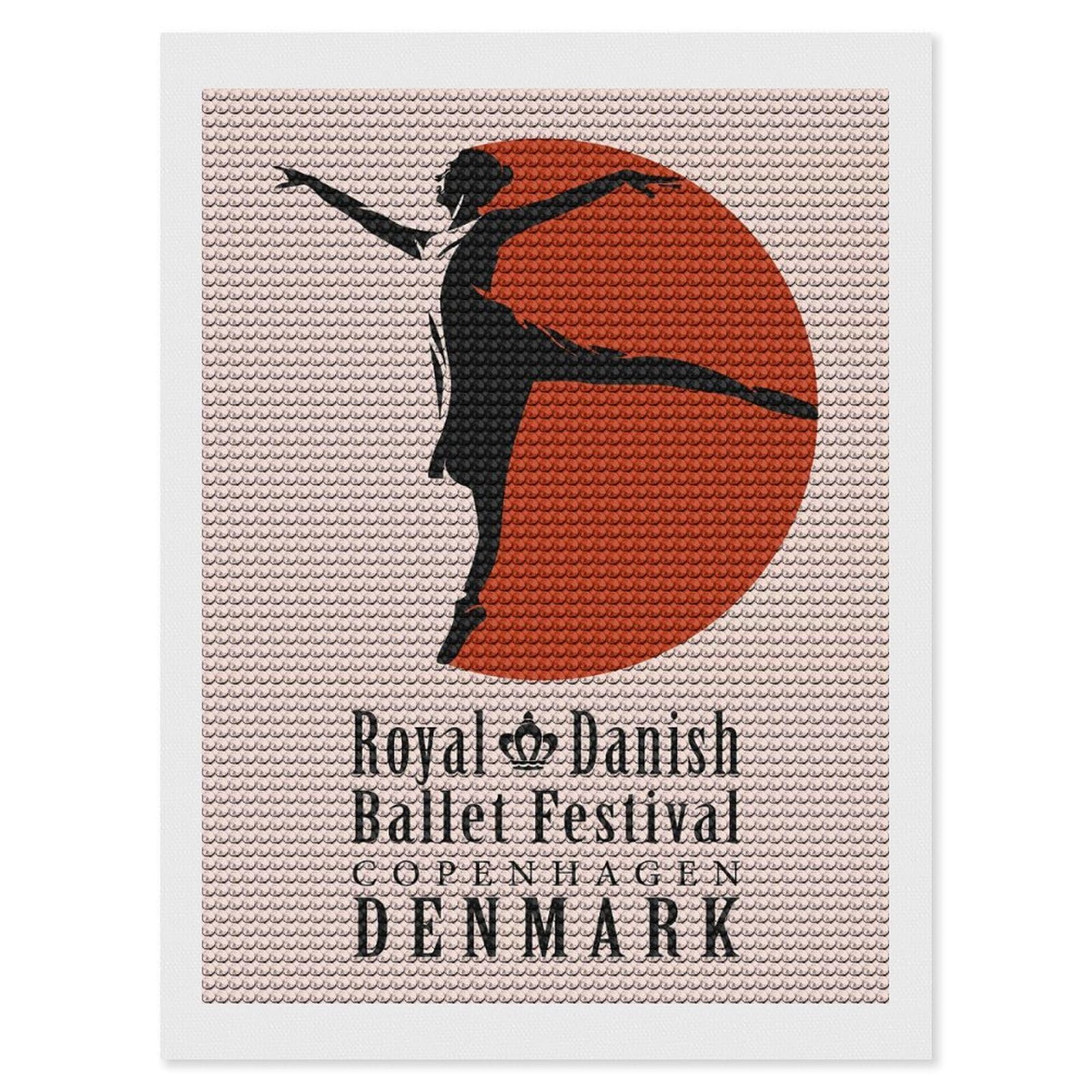 Junmoney Royal Danish Ballet Festival Diamond Painting Canvas Set 12"x16", for Beginners, Complete Accessories, Christmas Gift, Modern Decor