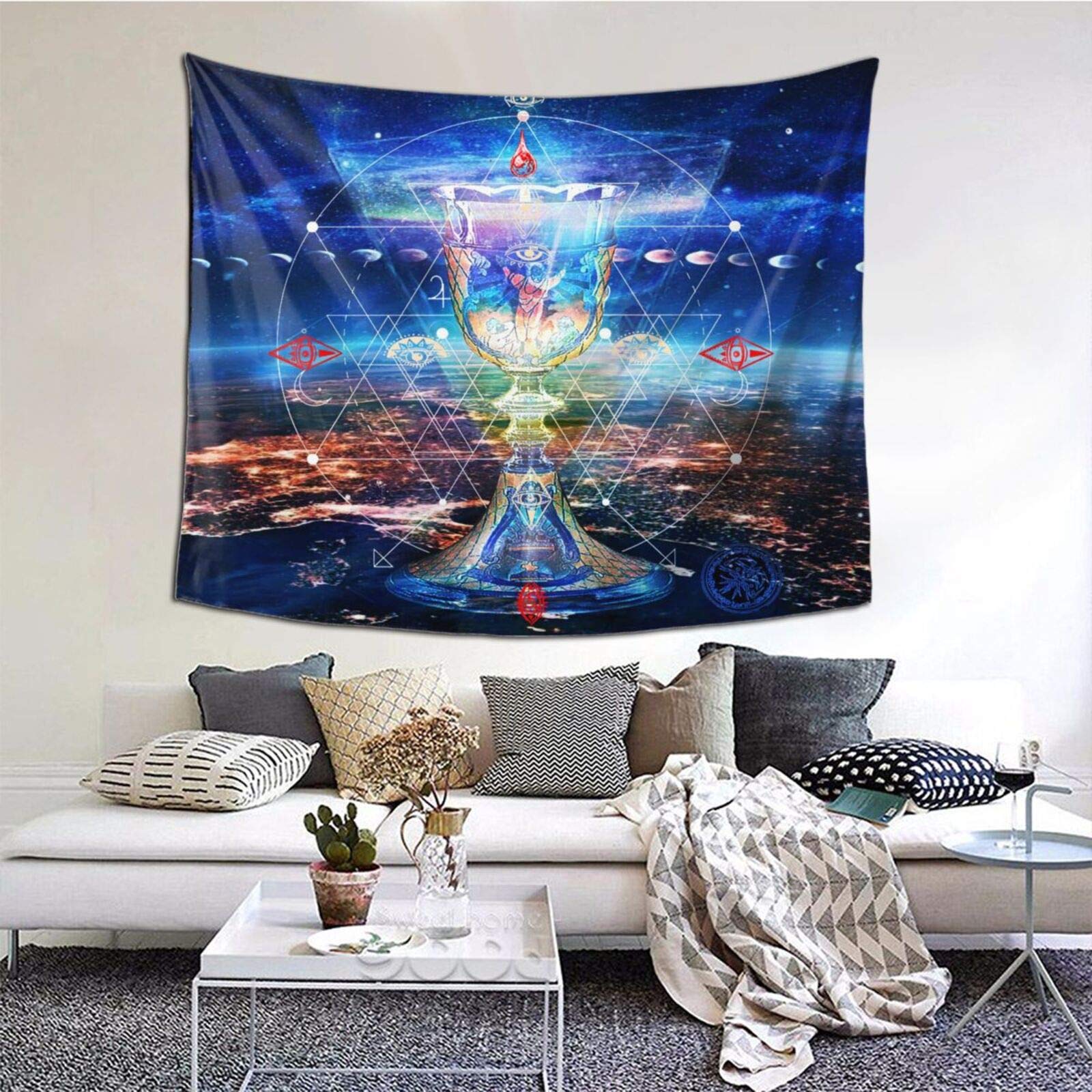 Wall Tapestry Mystics Sain t Grail of Fools Tapestry Wall Hanging With Mysterious Gee - Whiz Exotic Patterns for Bedroom Living Room 60 X 51 Inch