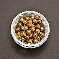 Vista 4 de Cuentas sueltas redondas lisas de hematita chapada en oro de 6mm, cuentas naturales de gematone para joyería y manualidades, 1 cadena de 15 pulgadas
