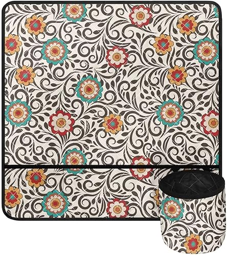 Miniatura 92 de Estera de máquina de coser con flores brillantes y florales bohemias, reduce la vibración, antideslizante, organizador duradero