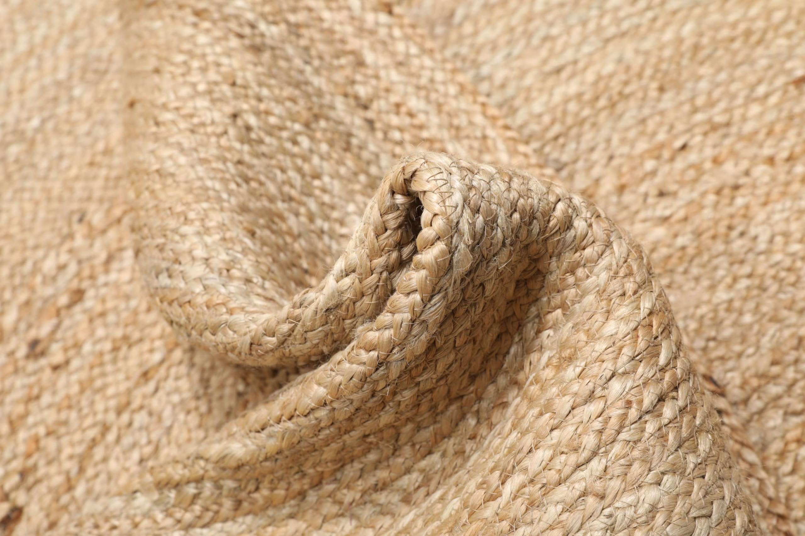 RugVista Solana Plain Jute Alfombra, Ø 150 cm, Beige | Kilim, Redondo, Pelo medio, Limpieza en seco