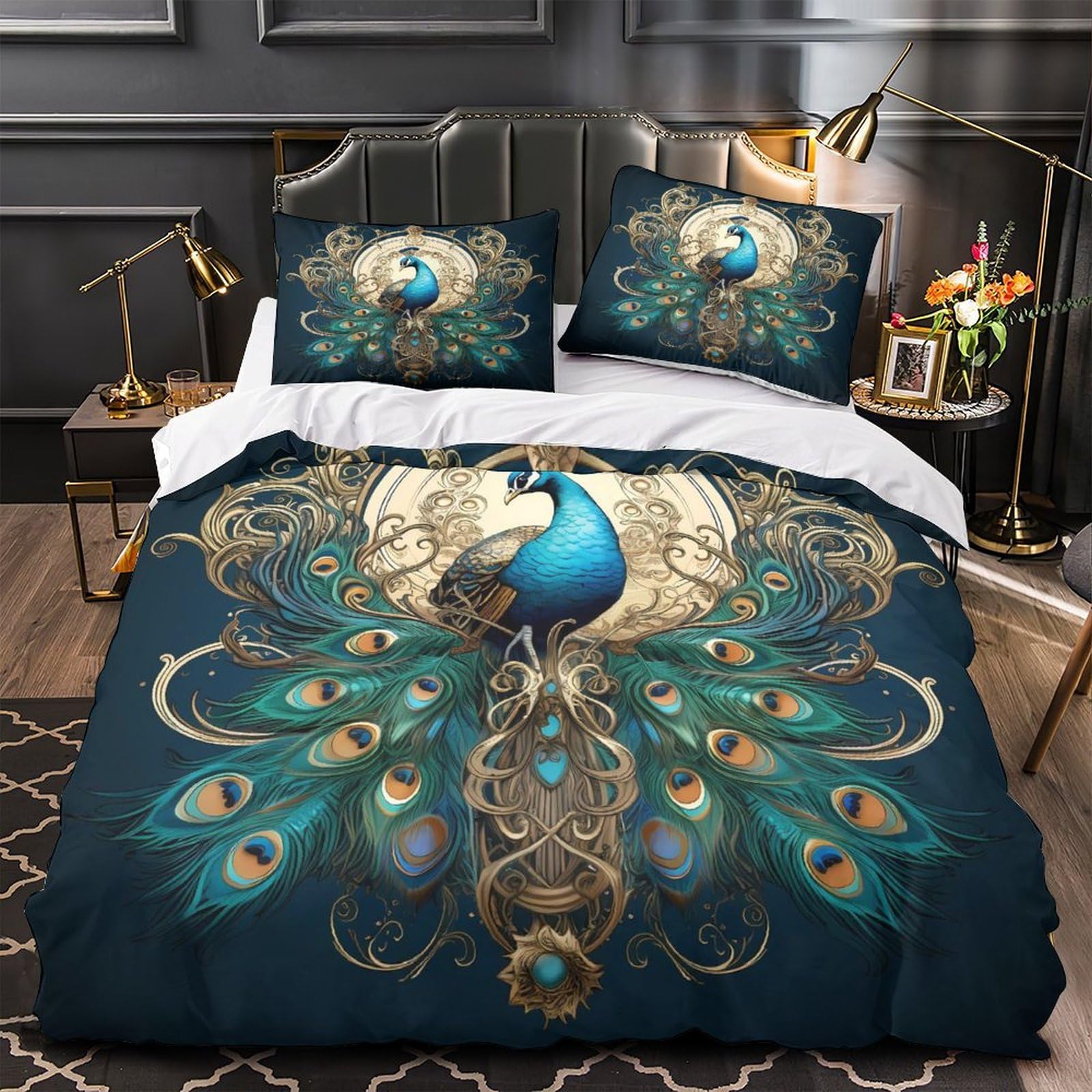 Housse de couette paon 135x200cm pour créer un cocon douillet de fille