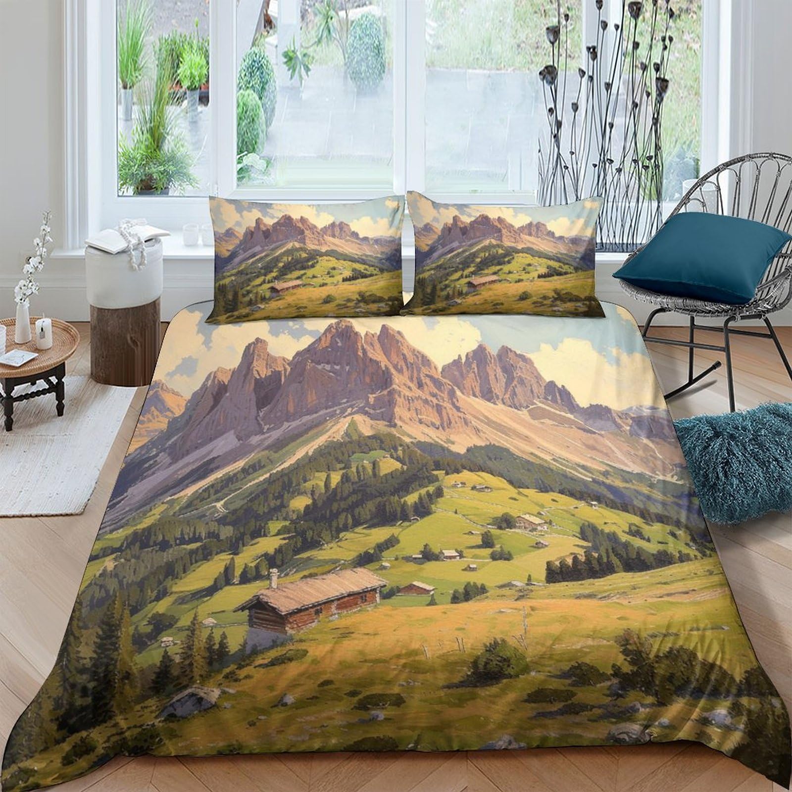 Housse de couette 220x240cm microfibre 3 pièces motif 3D lit double ado