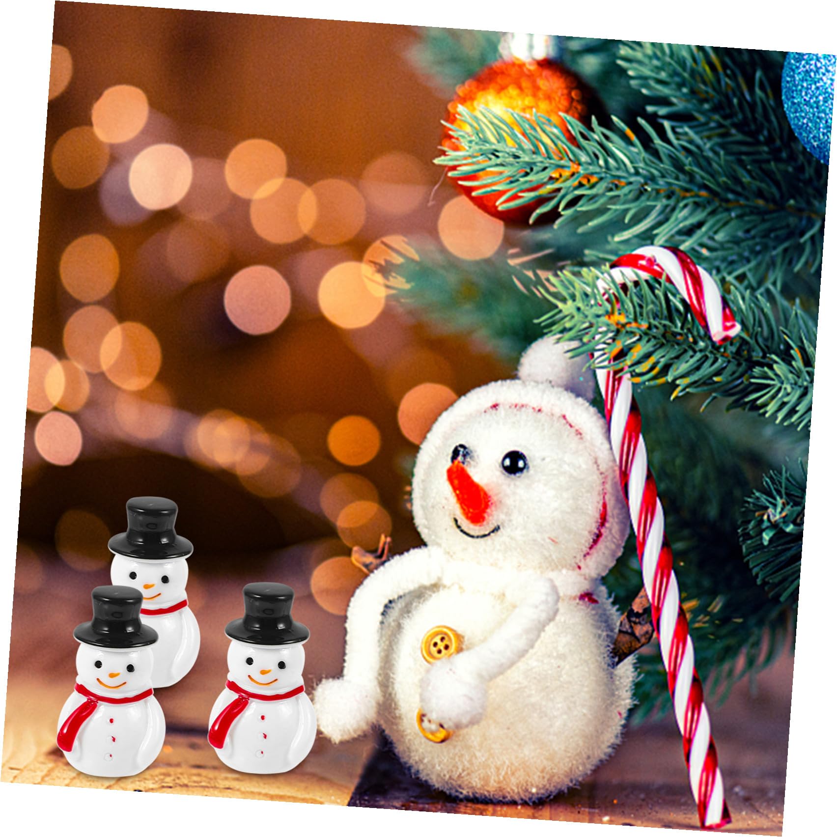 LIFKOME Mini Pupazzi di Neve Natalizi 20 Pezzi in Resina Nera | Statuette Miniatura Natalizie, Miniature di Artigianato per DIY e Micro Paesaggi, Finitura Liscia e Solida