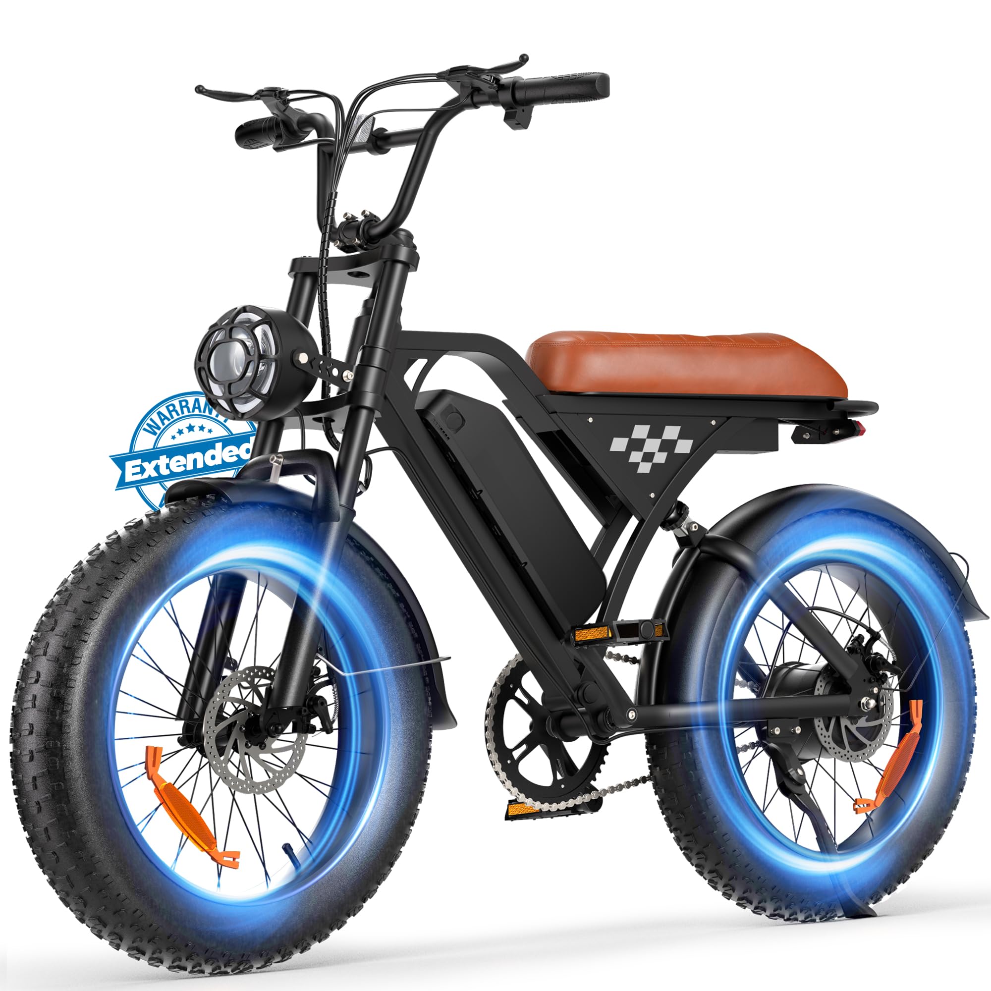 Electric Bike for Adults, 1000W Ebike, 20" Fat Tire, 55 Miles Full Suspension Electric Dirt Bike, 374.4Wh Battery, 20mph Long Seat Electric Bicycle for Mountains, Snow, Sand, Road, UL2849 Certified