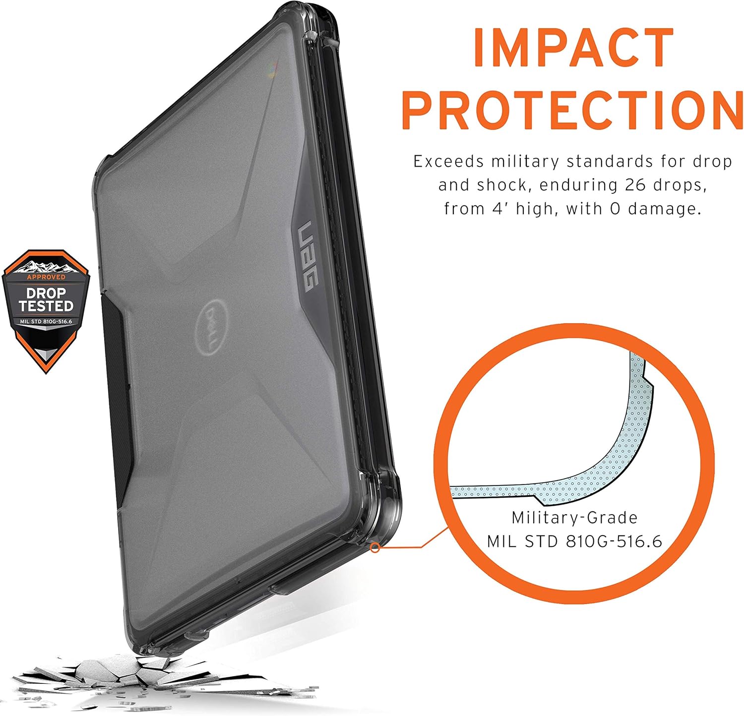 URBAN ARMOR GEAR UAG Compatible for Dell Chromebook 3100/3110 Case Plyo [Ice] Feather-Light Rugged Military Drop Tested Protective Laptop Cover