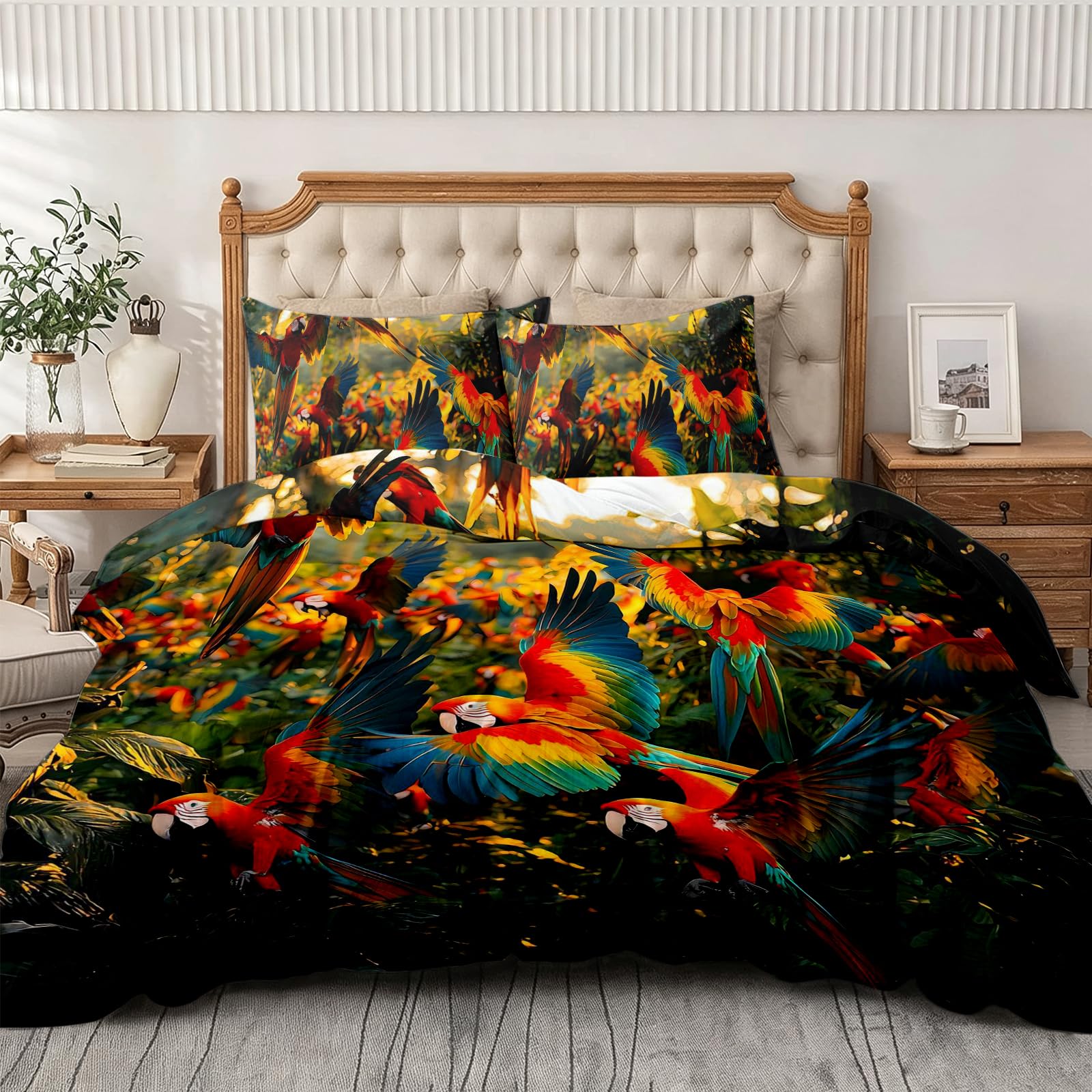 Housse De Couette 200x200 Jungle Tropicale Parure De Lit 2 Personnes
