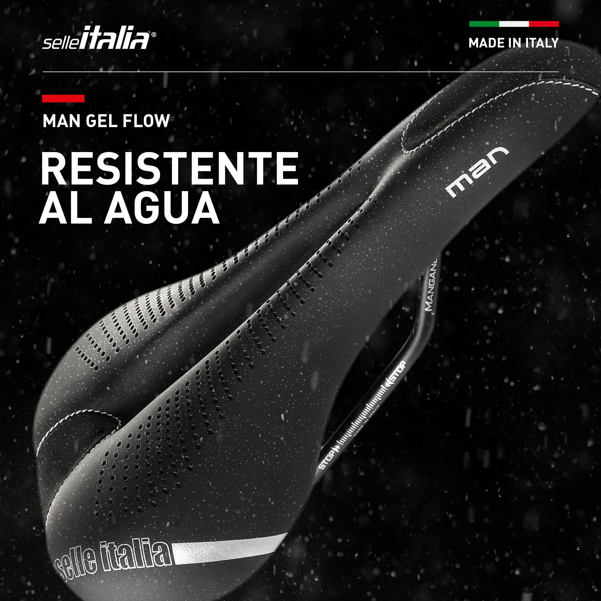 Selle Italia - Man Gel Flow Road Bike Saddle, Rail Manganese Tube Ø7, Road Saddle Gran Turismo Fiber-tek Comfort Gel, Shock Absorber