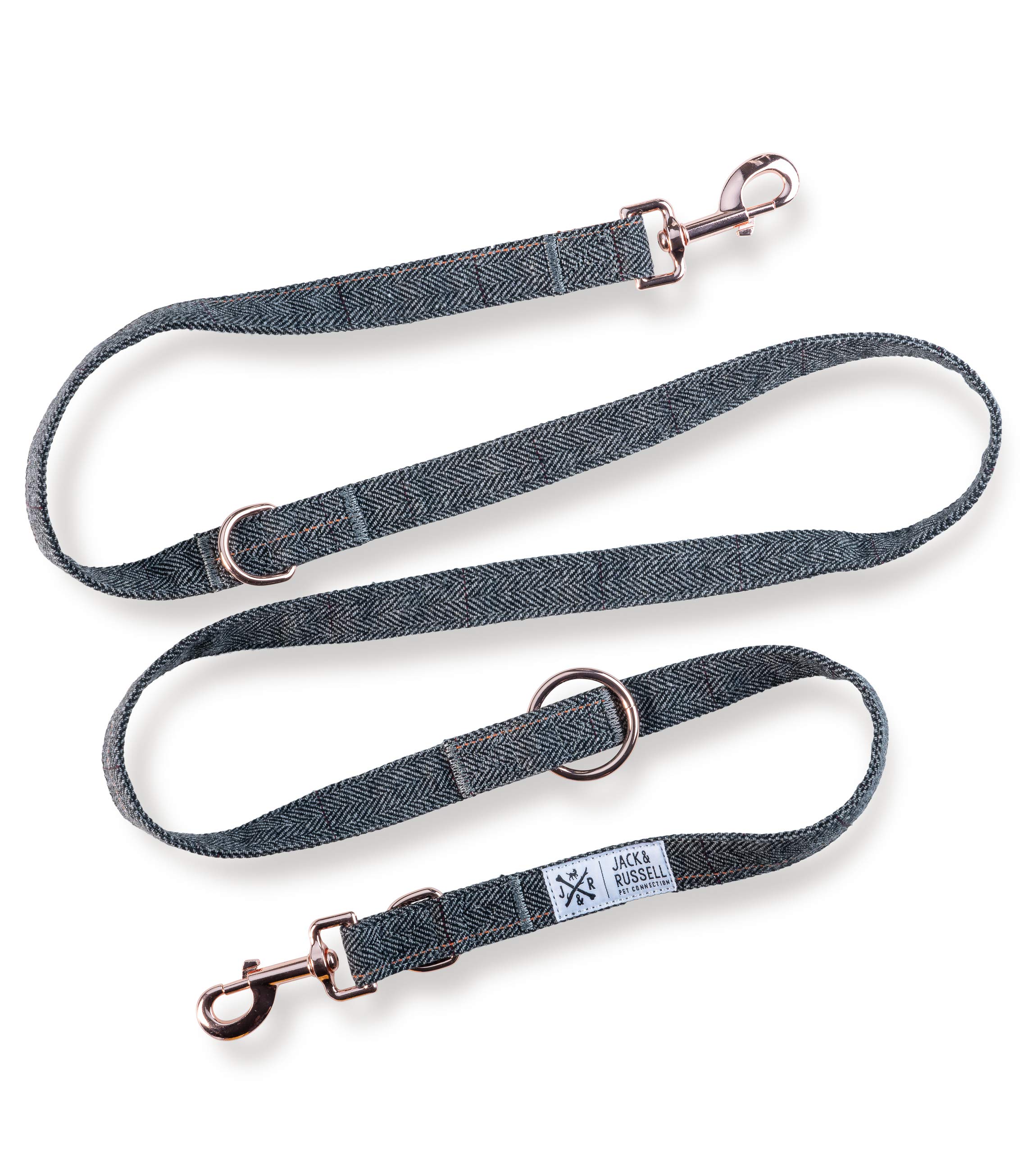 Guinzaglio In Pelle Premium Jack & Russell Dexter 2m - 3 In 1 Con Moschettone Ottone Per Cani - Foto 6
