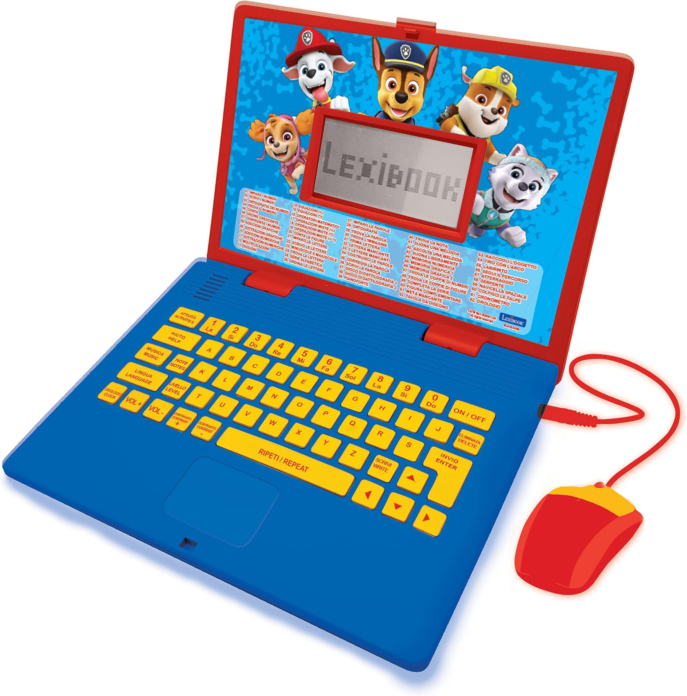 LEXIBOOK, Paw Patrol, Educational and Bilingual Laptop Italian/English, Toy for Child Kid (Boys & Girls), 124 Activities, Learn Play Games and Music, Red/Blue, JC598PAi5