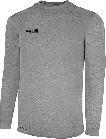Capelli Sport Mens Mens Workout Top, Long Sleeve Crew Neck Exercise Training Jersey