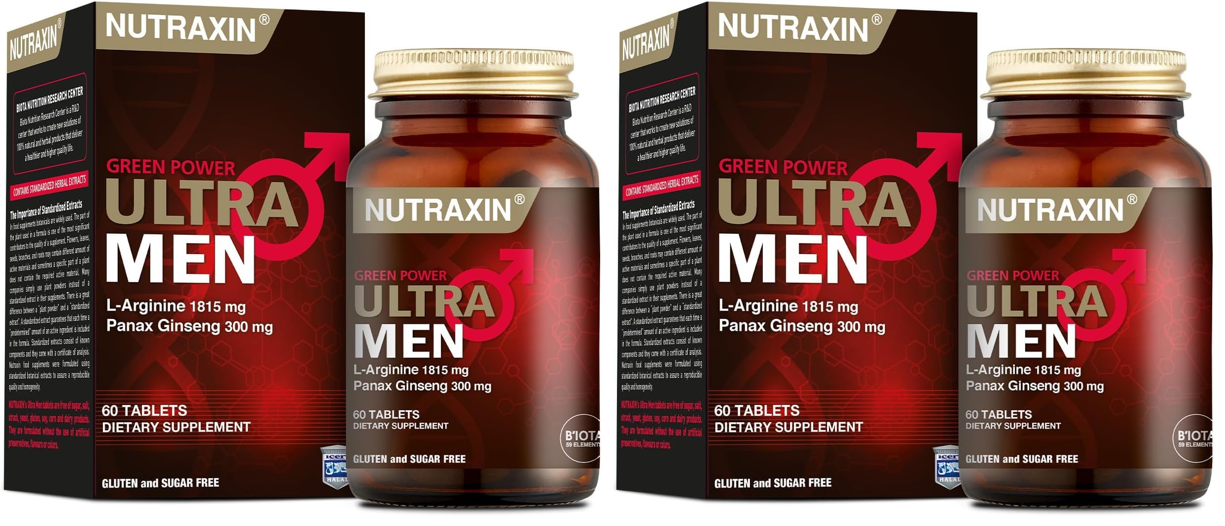 Nutraxin Green Power Ultra Men L-Arginine 60 Tablet Takviye Edici Gıda (2 paketi)