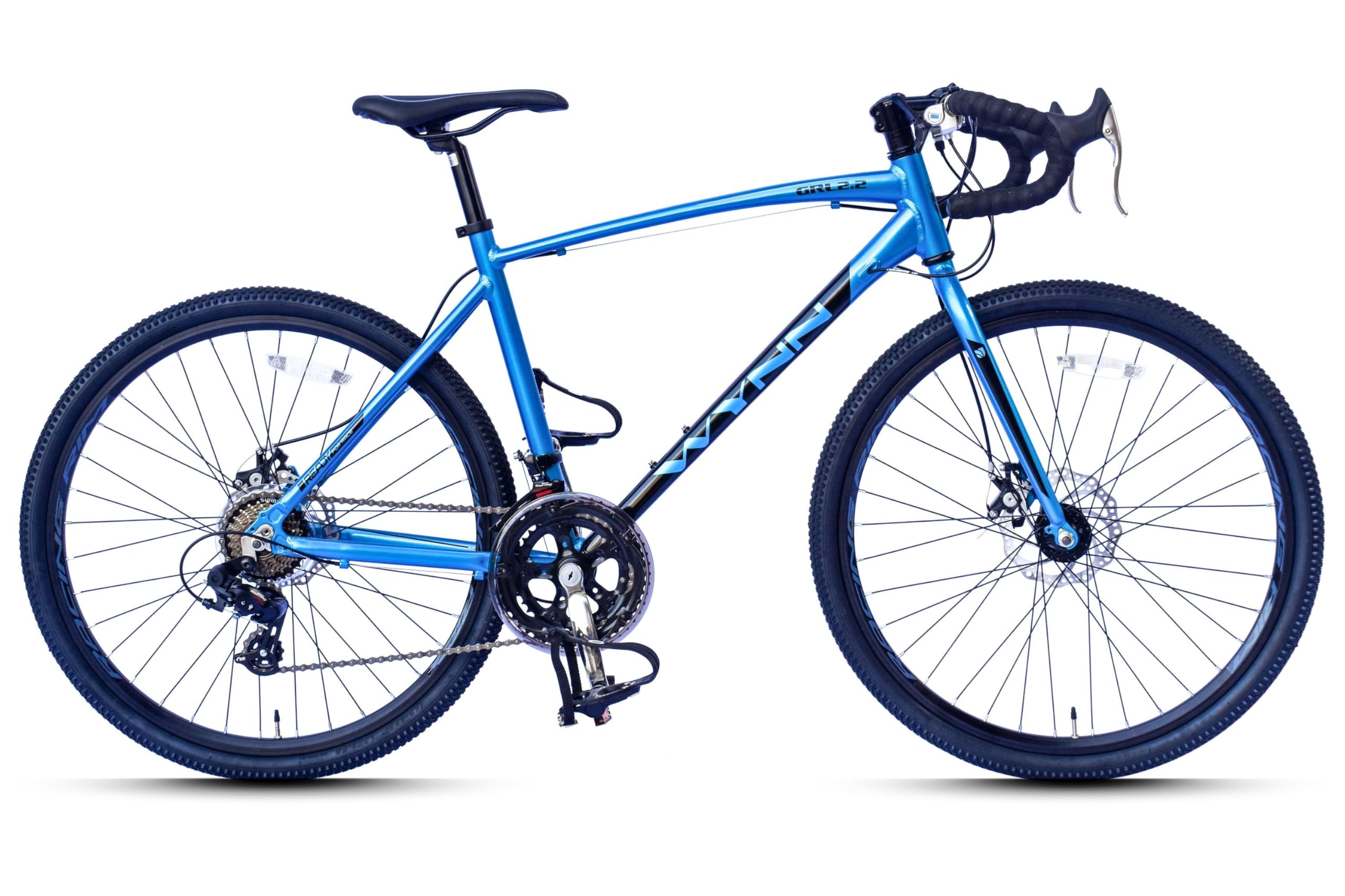WYNN Kinderrad Gravelbike 24 Zoll GRL2.1 blau Rahmenhöhe 36 cm 14 Gänge mech. Scheibenbremse Sport & Freizeit