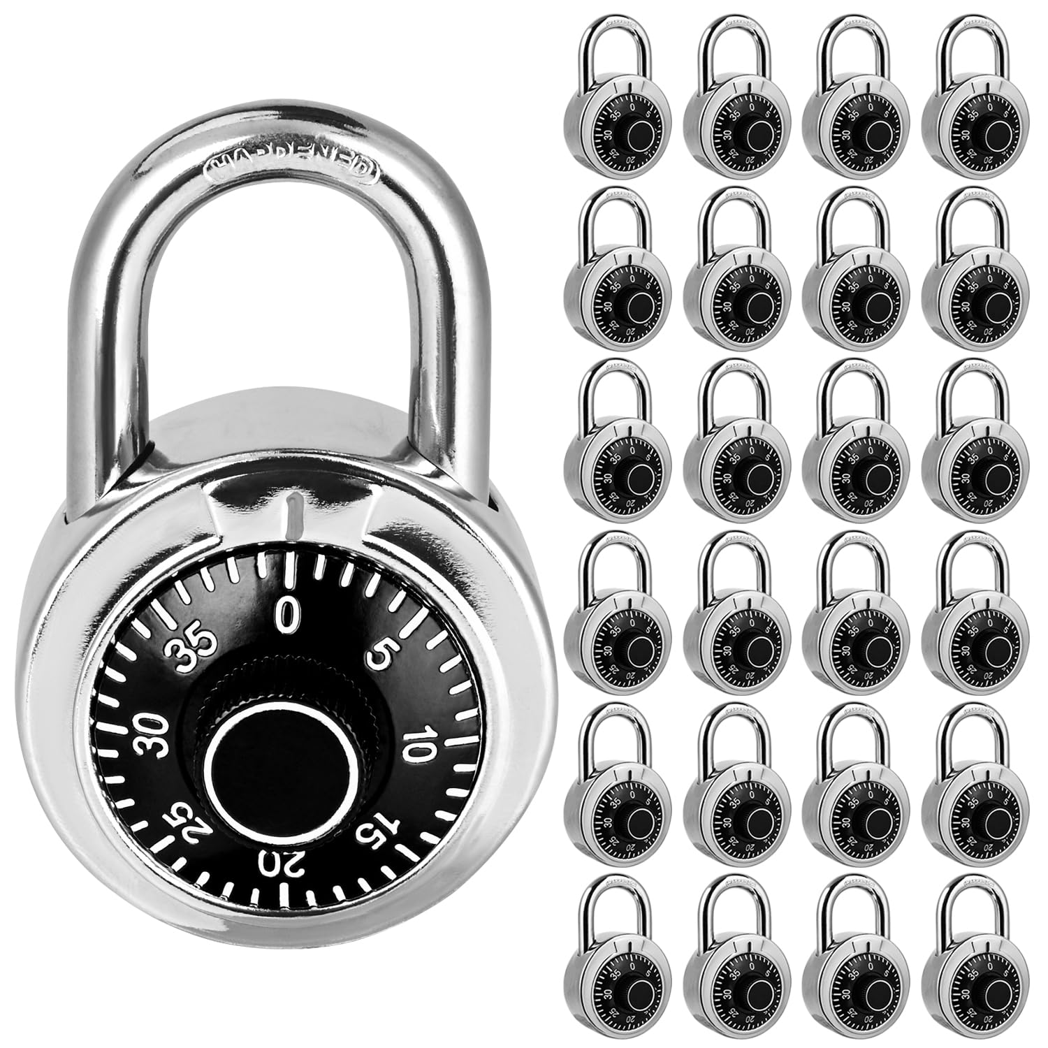 Candado de combinación, candado de combinación de esfera fija con diferentes combinaciones, 5 cm de ancho. Tocadiscos negro, cerradura para gimnasio y taquilla, escuela, caja de herramientas y