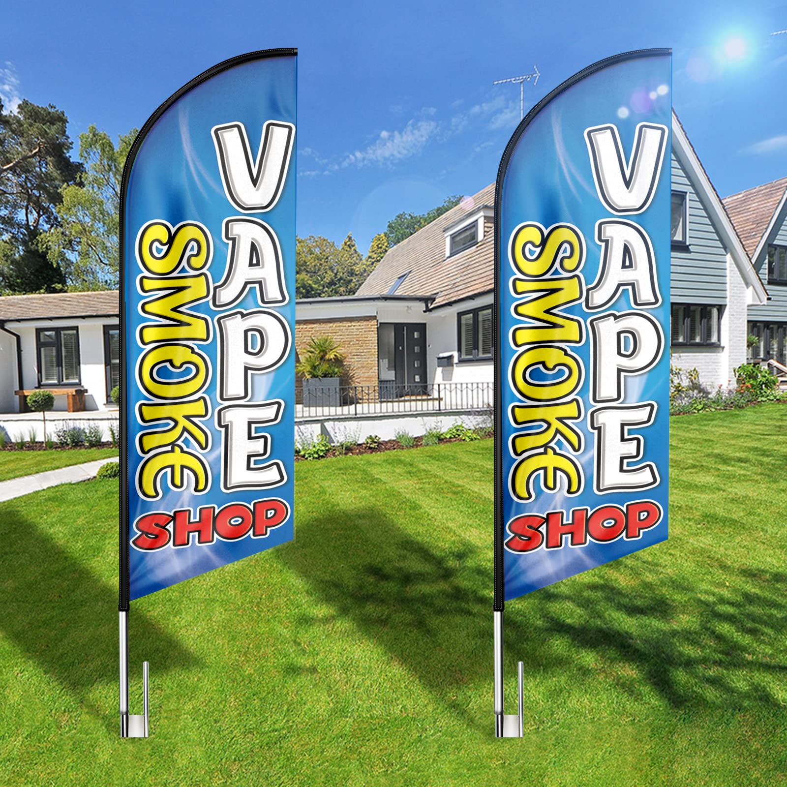 FSFLAG Vape Shop Swooper-Flagge, 2,4 m, Smoke Shop, Werbefeder, Vape, Rauchladen-Banner, Schilder für Unternehmen und Schaufenster (nur Flagge)