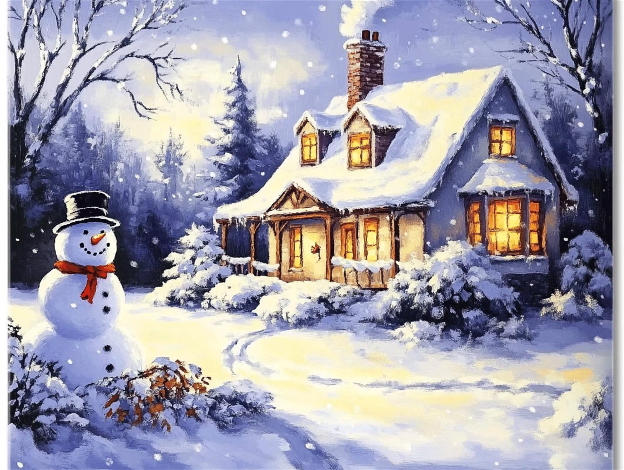 Pintar por Numeros nieve Pinturas Acrilicas casa Pintura por Numeros Adultos DIY Lienzos para Pintar, Pintura Acrilica Manualidades, Decoración para Hogar, Regalos Cumpleaños, 70x90cm Sin Marco, q-906