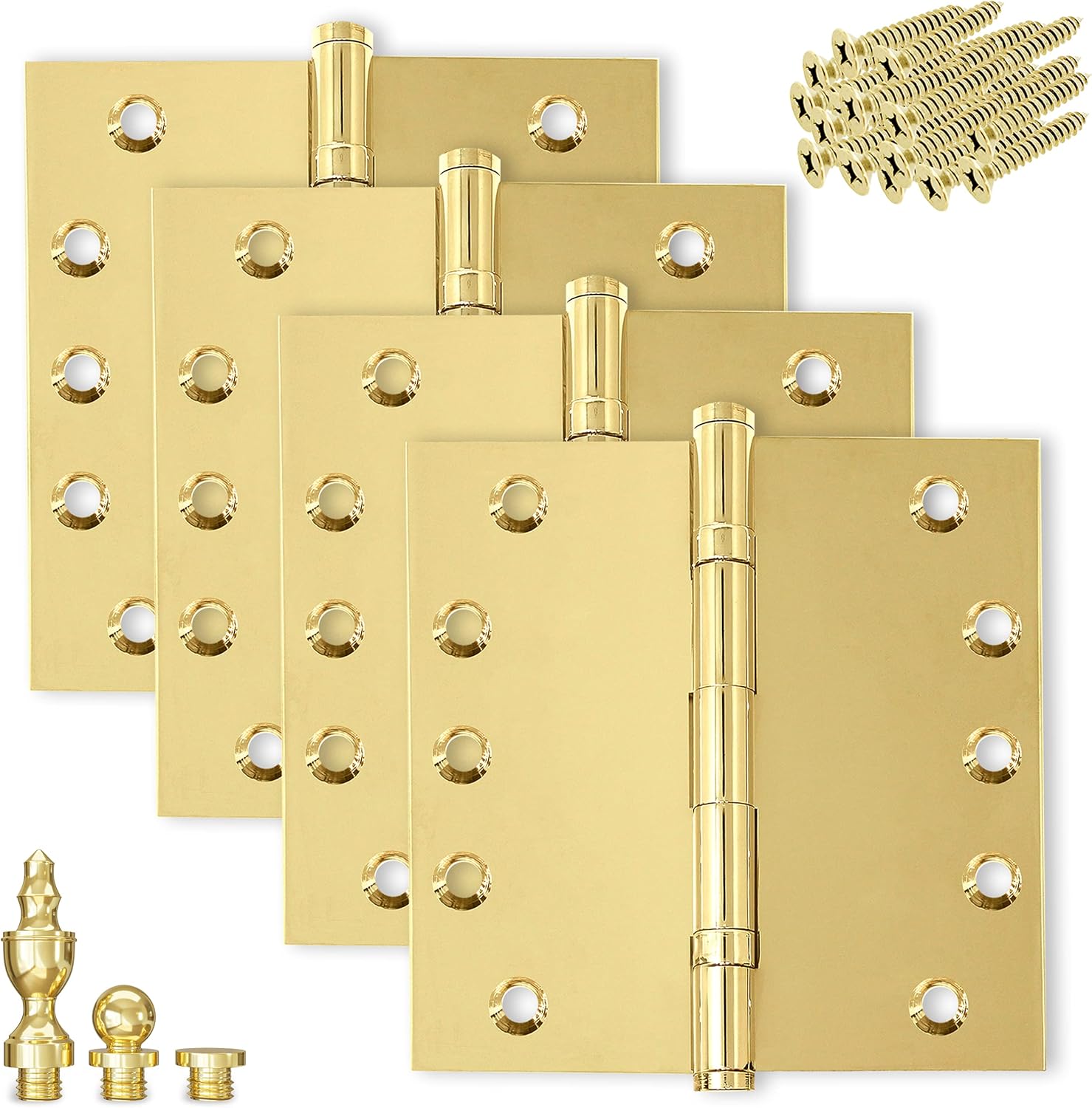 Heavy Duty Door Hinge Bronze Ball Bearing 5x5 Inch Solid Brass Heavy Duty with Decorative Screw-on Tips Included - Set of 12 Hinges (Oil-Rubbed Bronze)