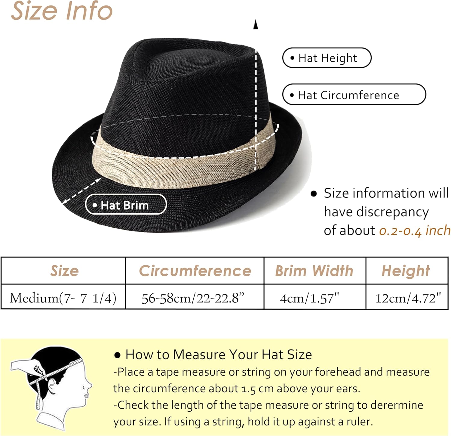 Lisianthus Fedora Hat for Men Panama Trilby Hat Short Brim Summer Sun Hat - Image 5