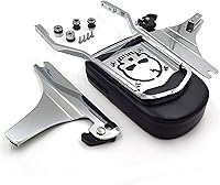 Vista 5 de HTTMT MT501-006+SS001-SA Respaldo de pasajero con barra de sissy desmontable rápida para H-D Softail, estilo atrevido, aluminio billet plateado